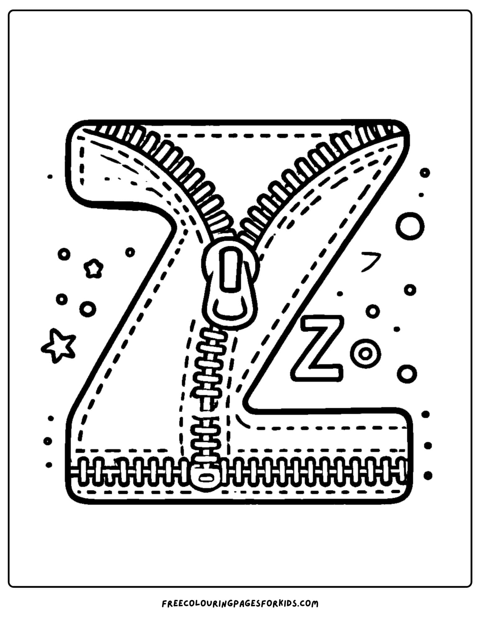 letter z for zipper coloring page