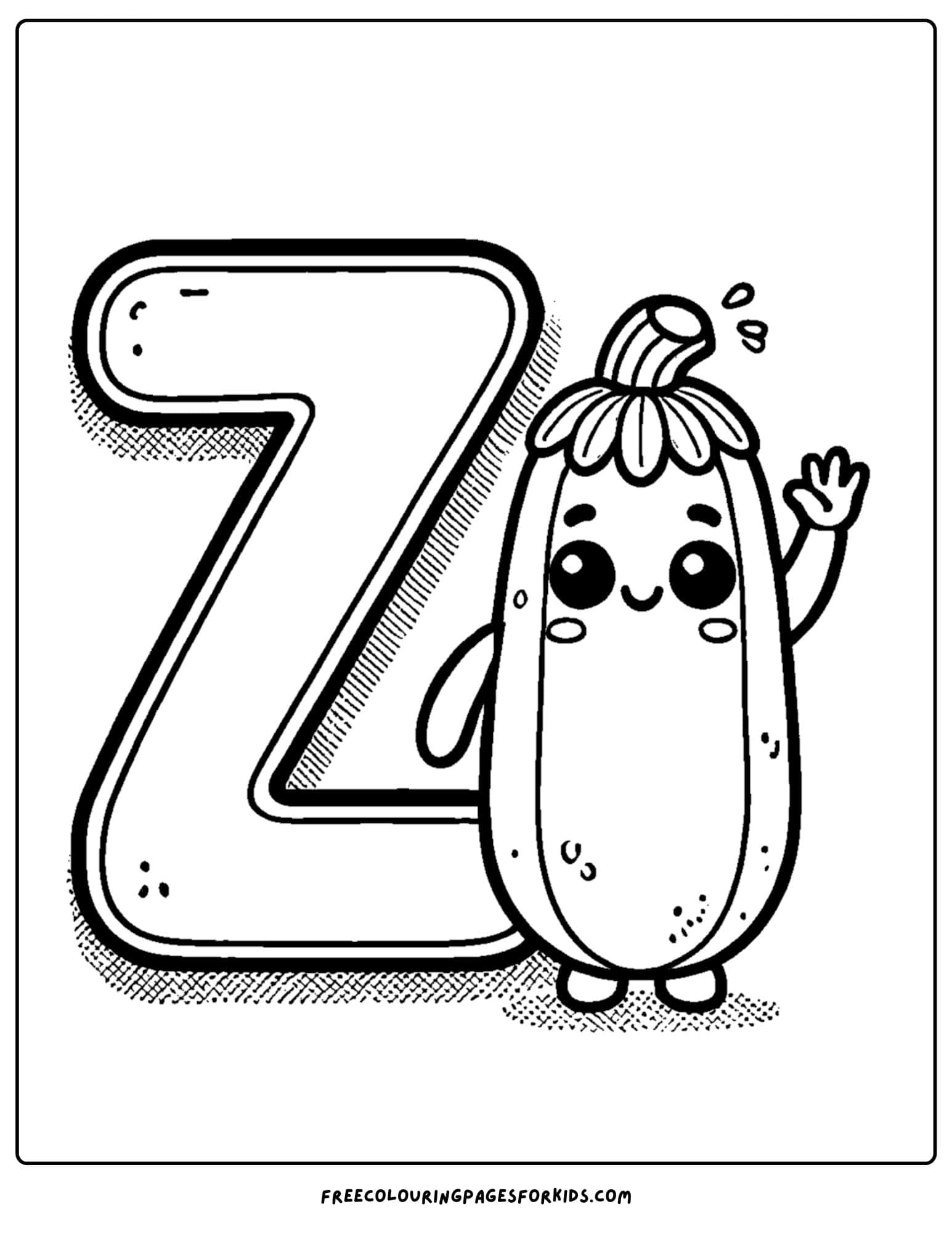 letter z for zuchinni coloring page