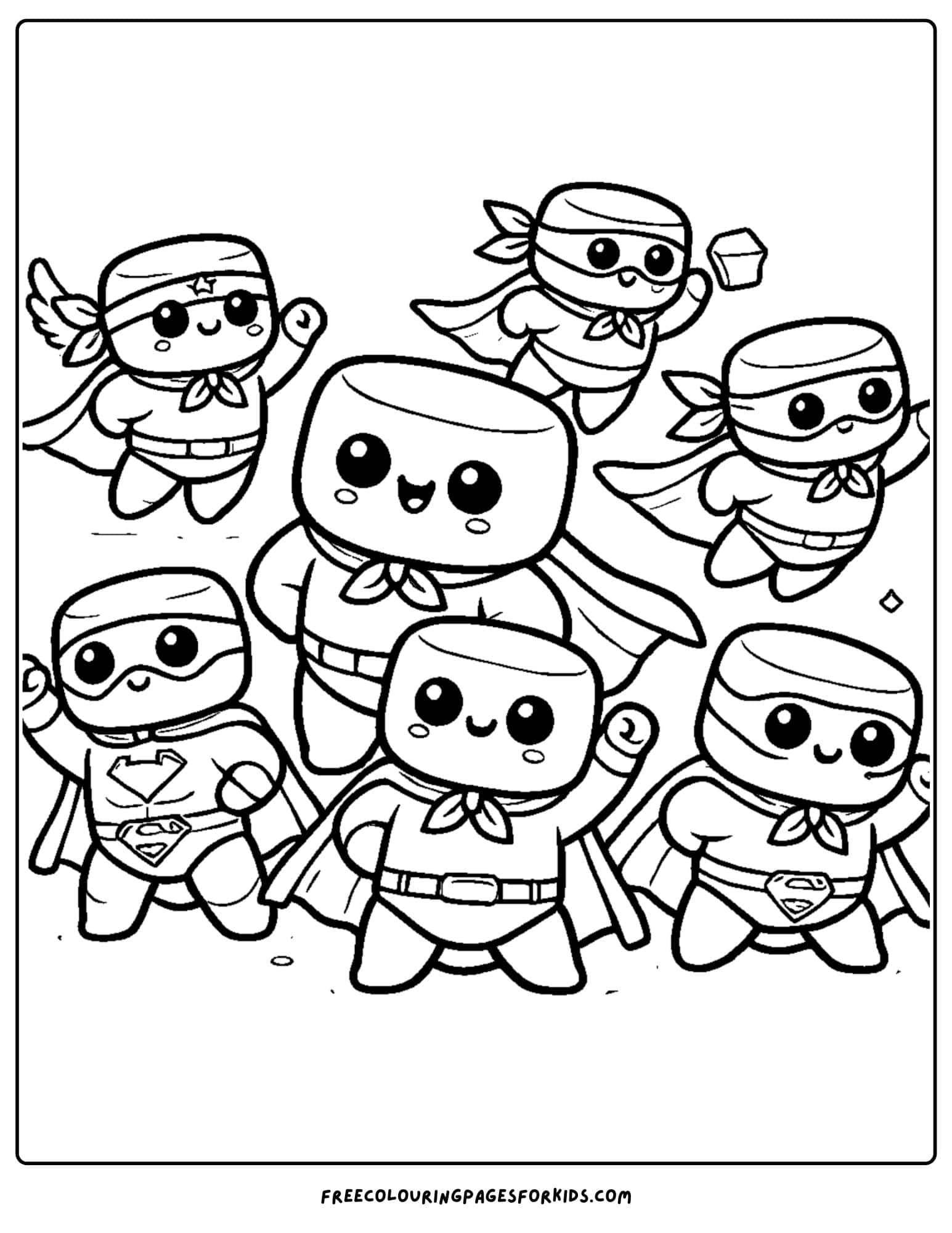 squishmallow superheros coloring page