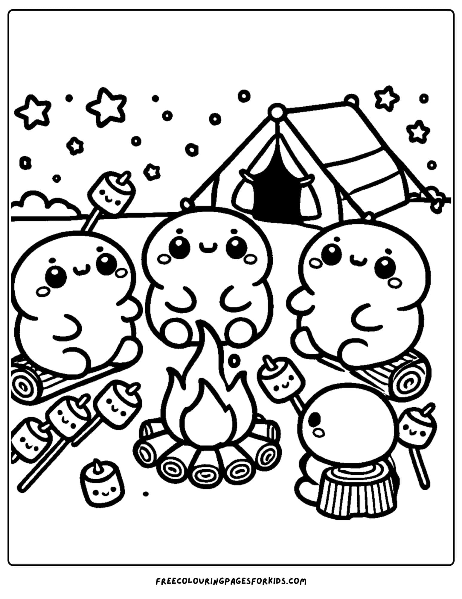 squishmallows camping coloring page