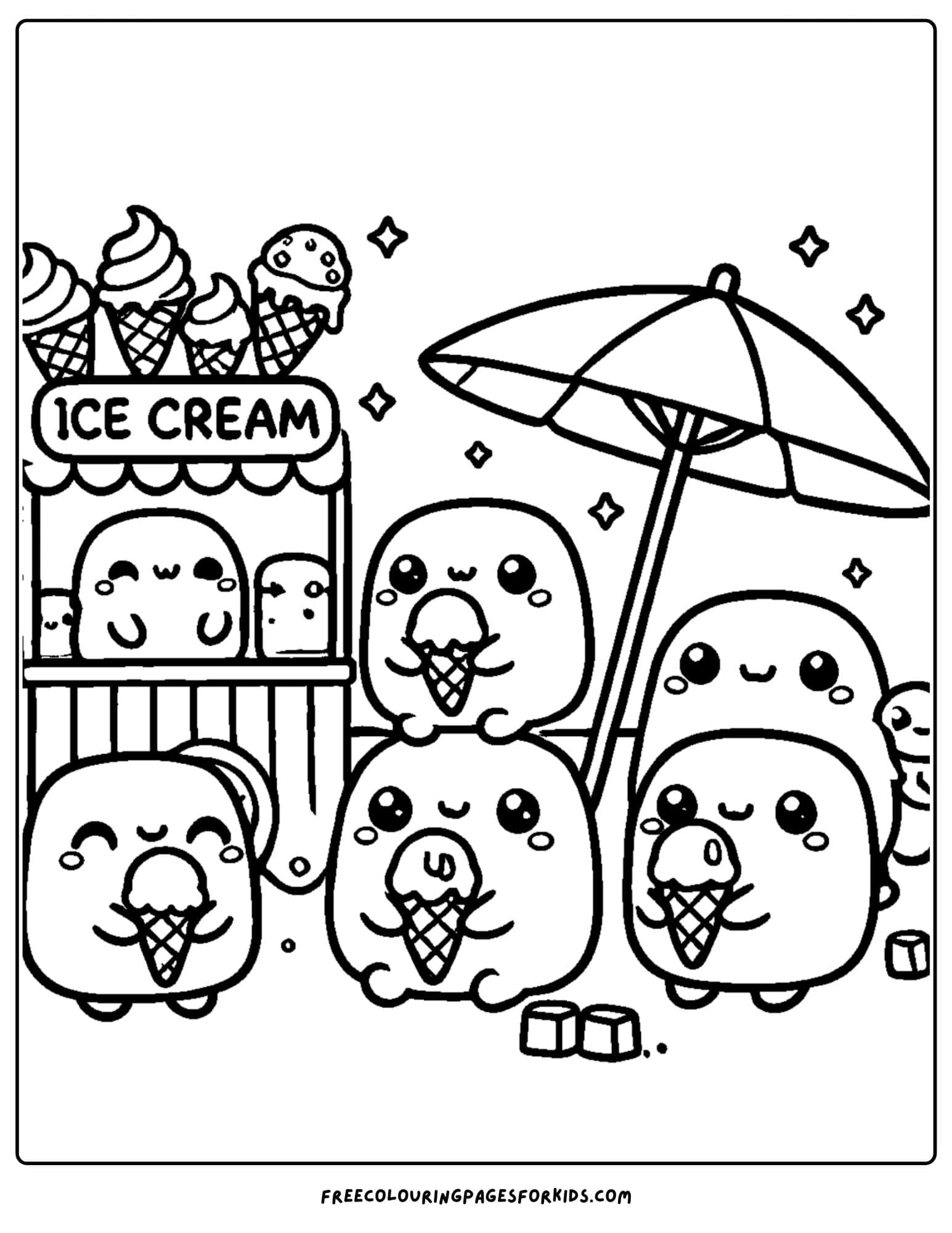 squishmallows eating ice cream coloring page