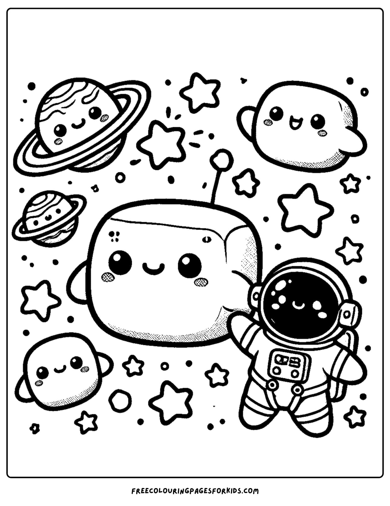 squishmallow floating in space coloring page