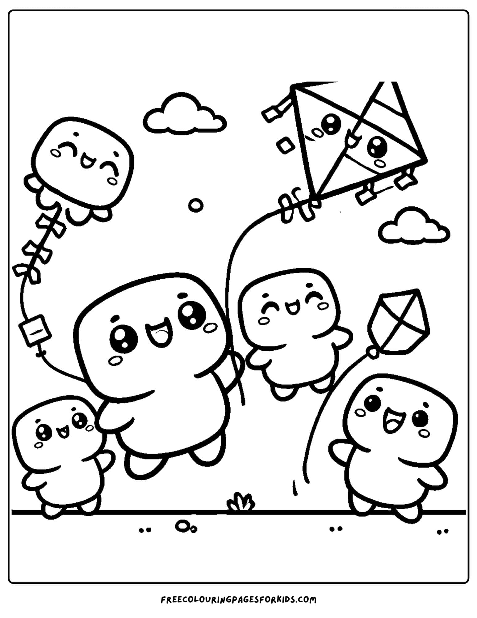 squishmallow flying a kite coloring page