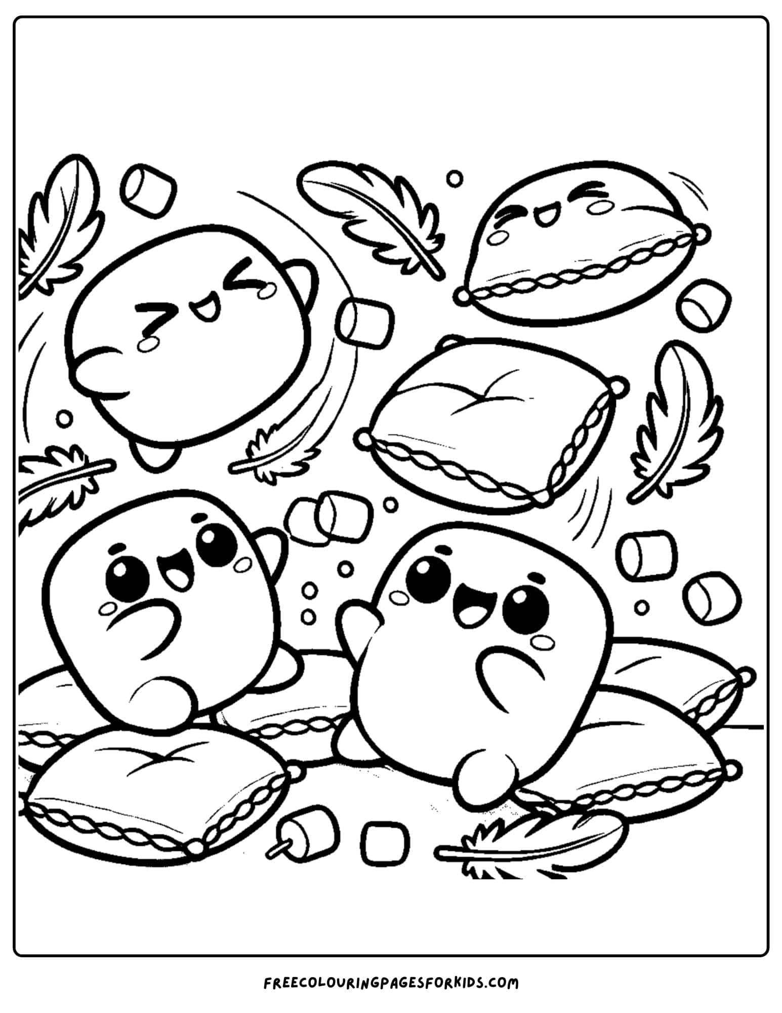 squishmallow pillow fight coloring page