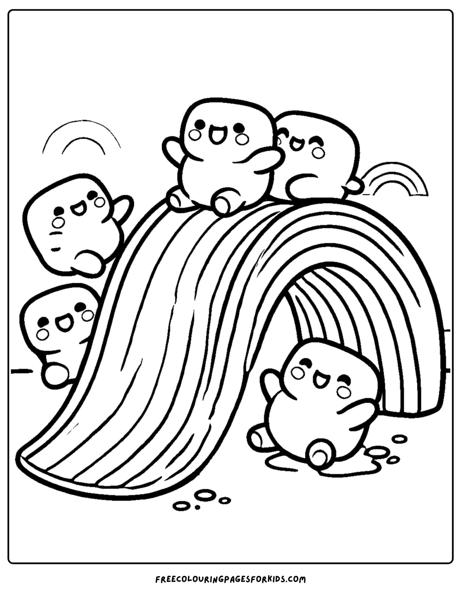 squishmallows on a slide coloring page