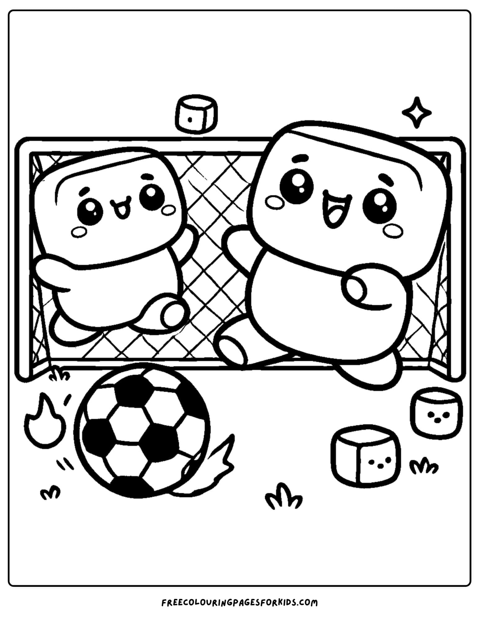 squishmallows playing soccer coloring page