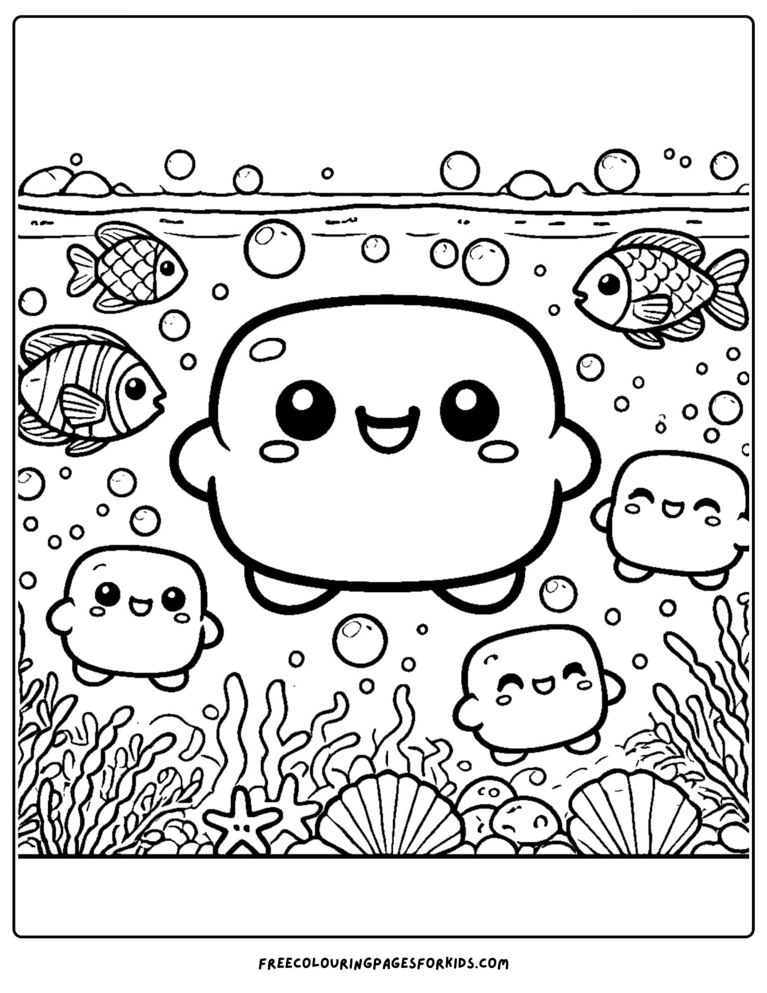 squishmallows underwater coloring page