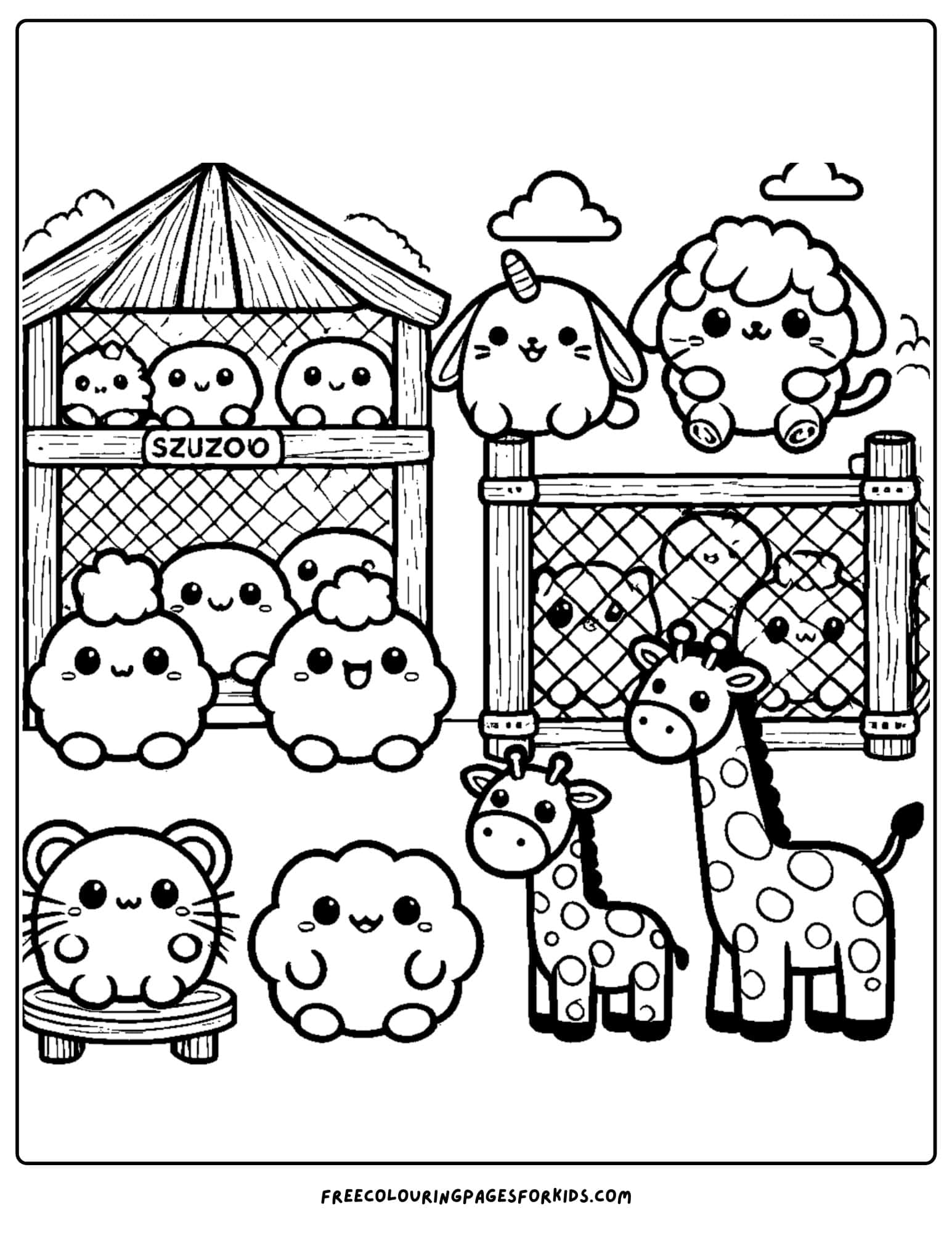 squishmallows at the zoo coloring page