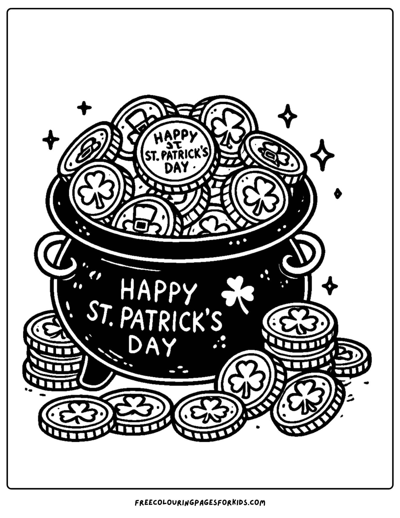 st patricks day pot of gold coloring page