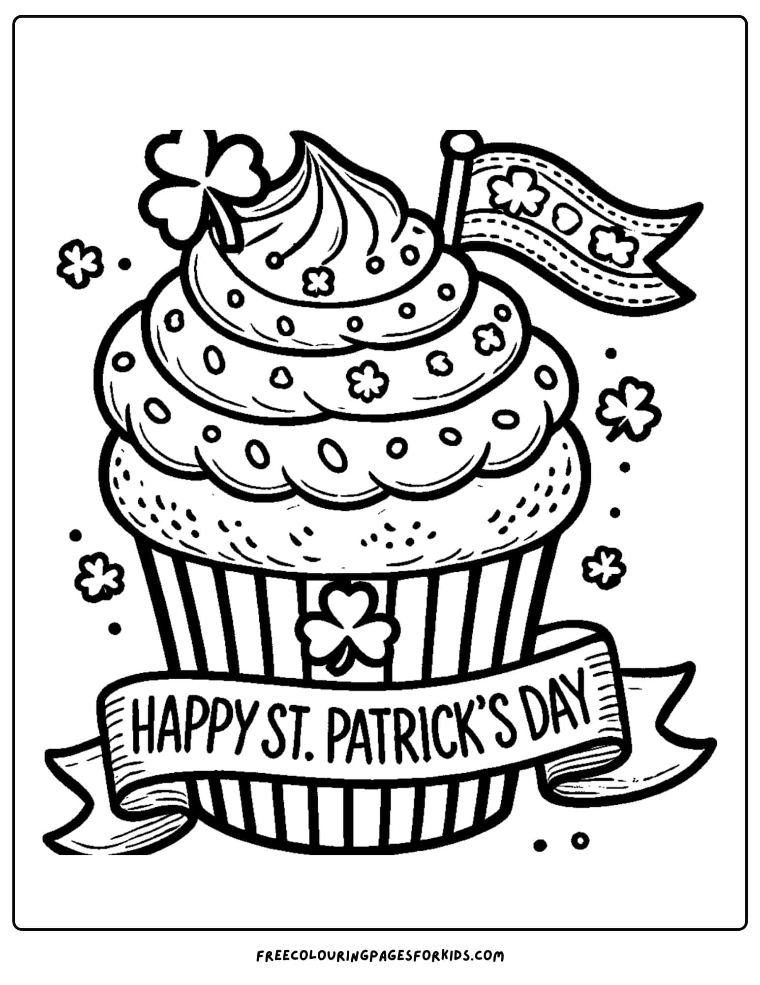 st patricks day cupcake coloring page