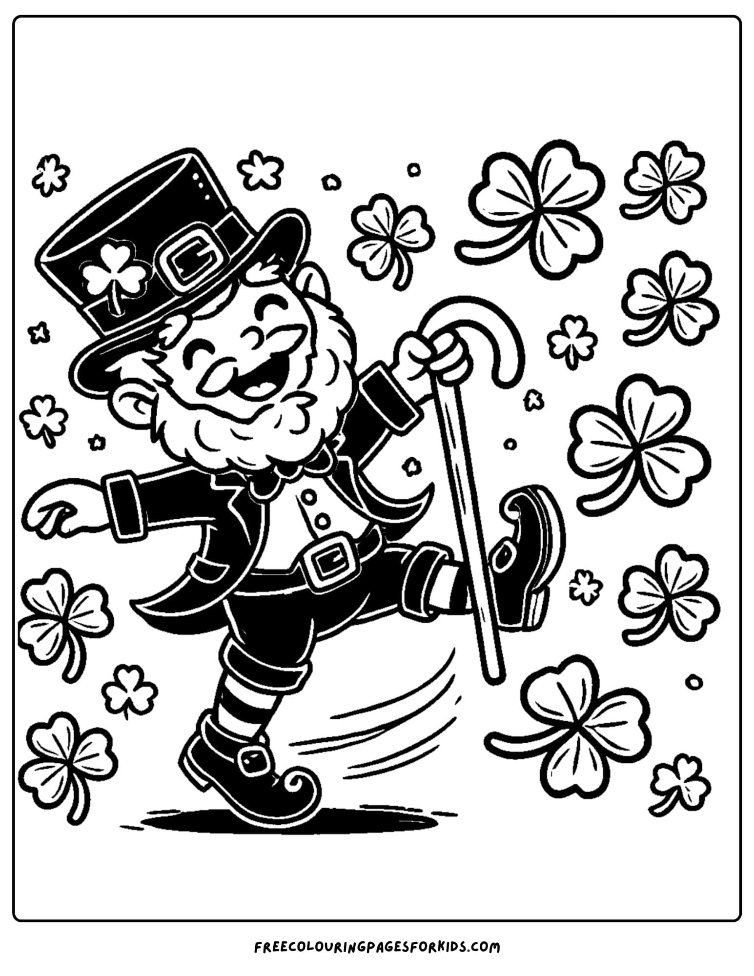 st patricks day dancing leprechaun coloring page