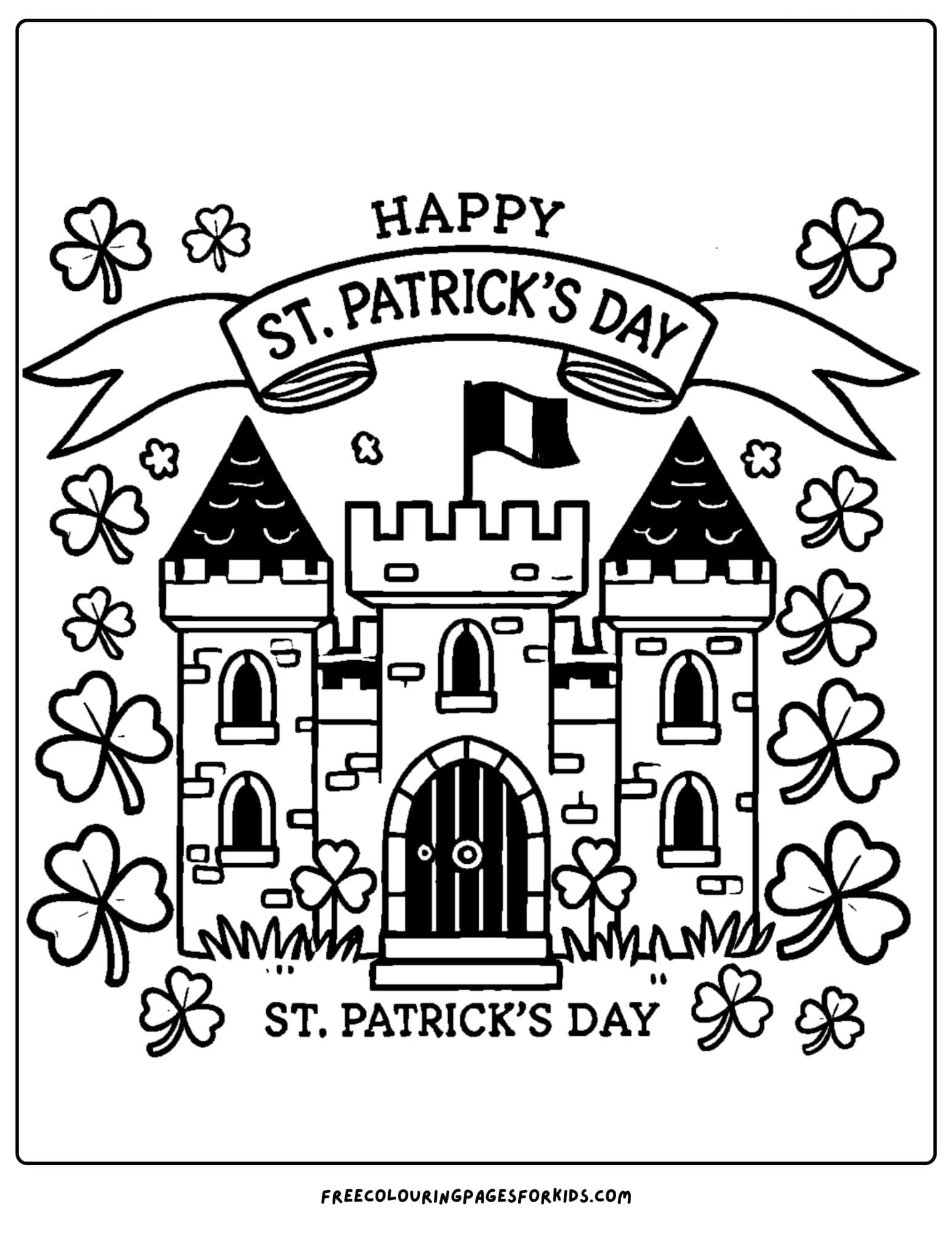 st patricks day castle coloring page