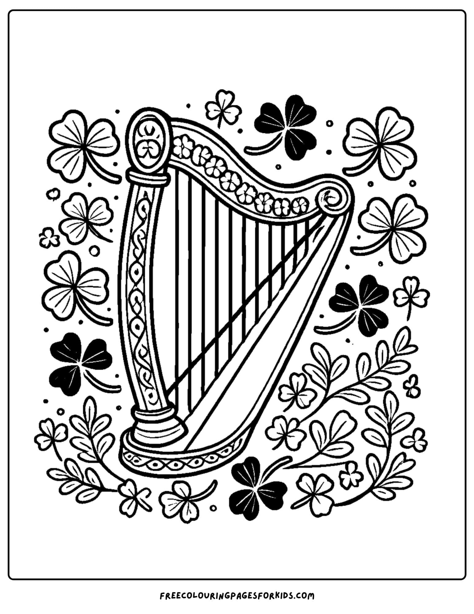 st patricks day harp coloring page