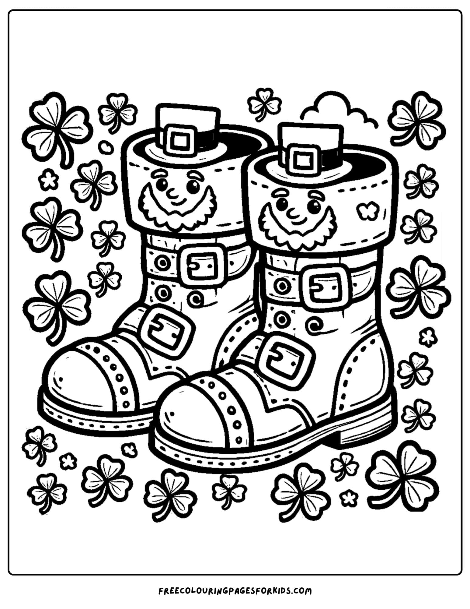 st patricks day leprechaun boots coloring page