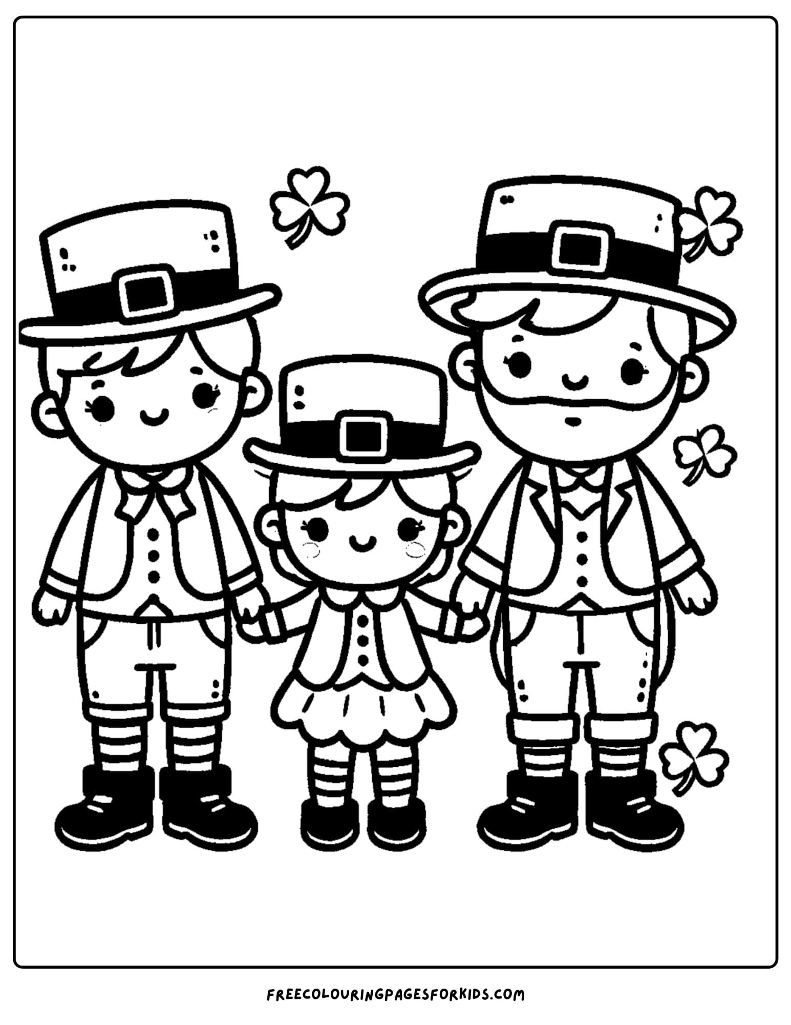 st patricks day leprechaun family coloring page