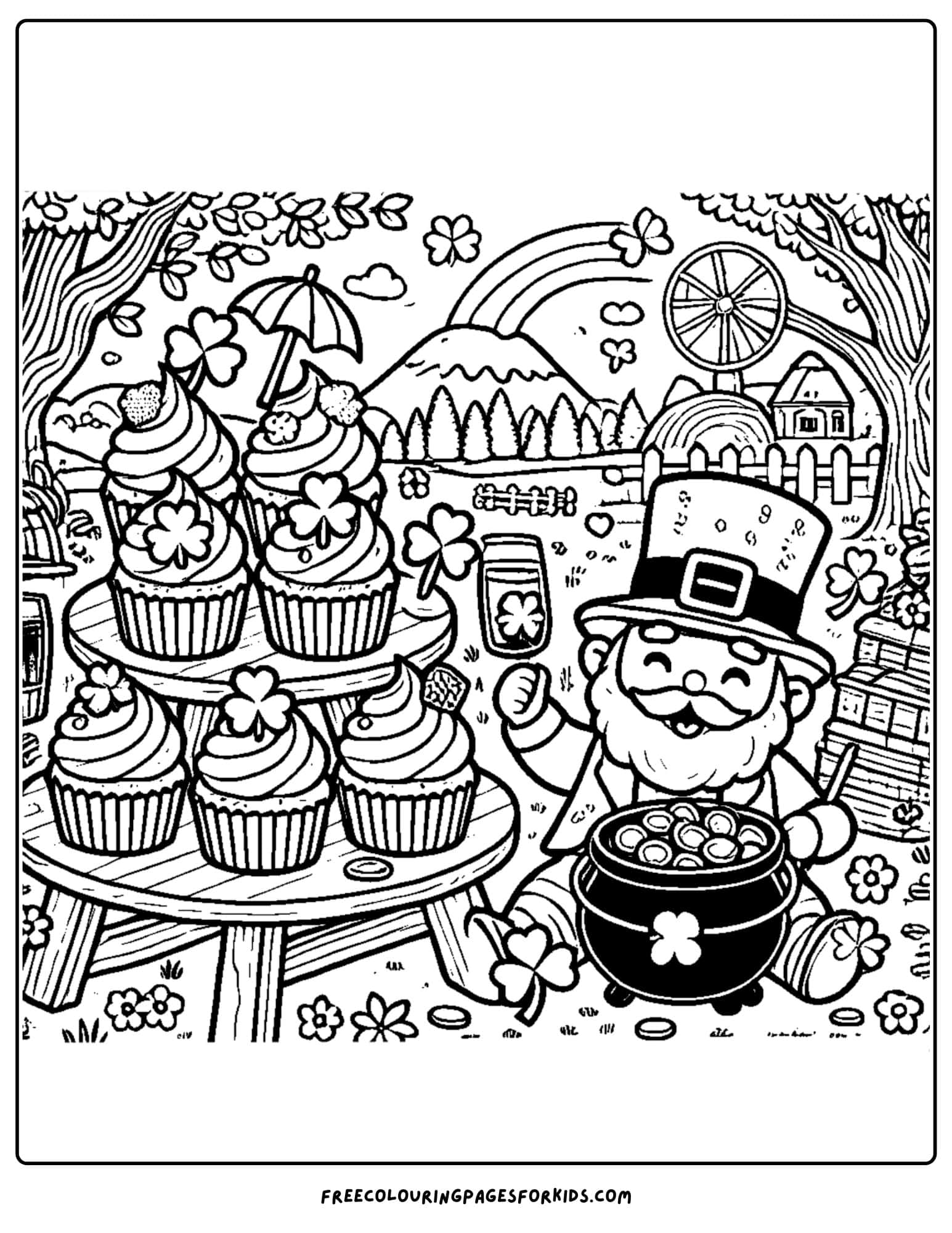 st patricks day picnic coloring page