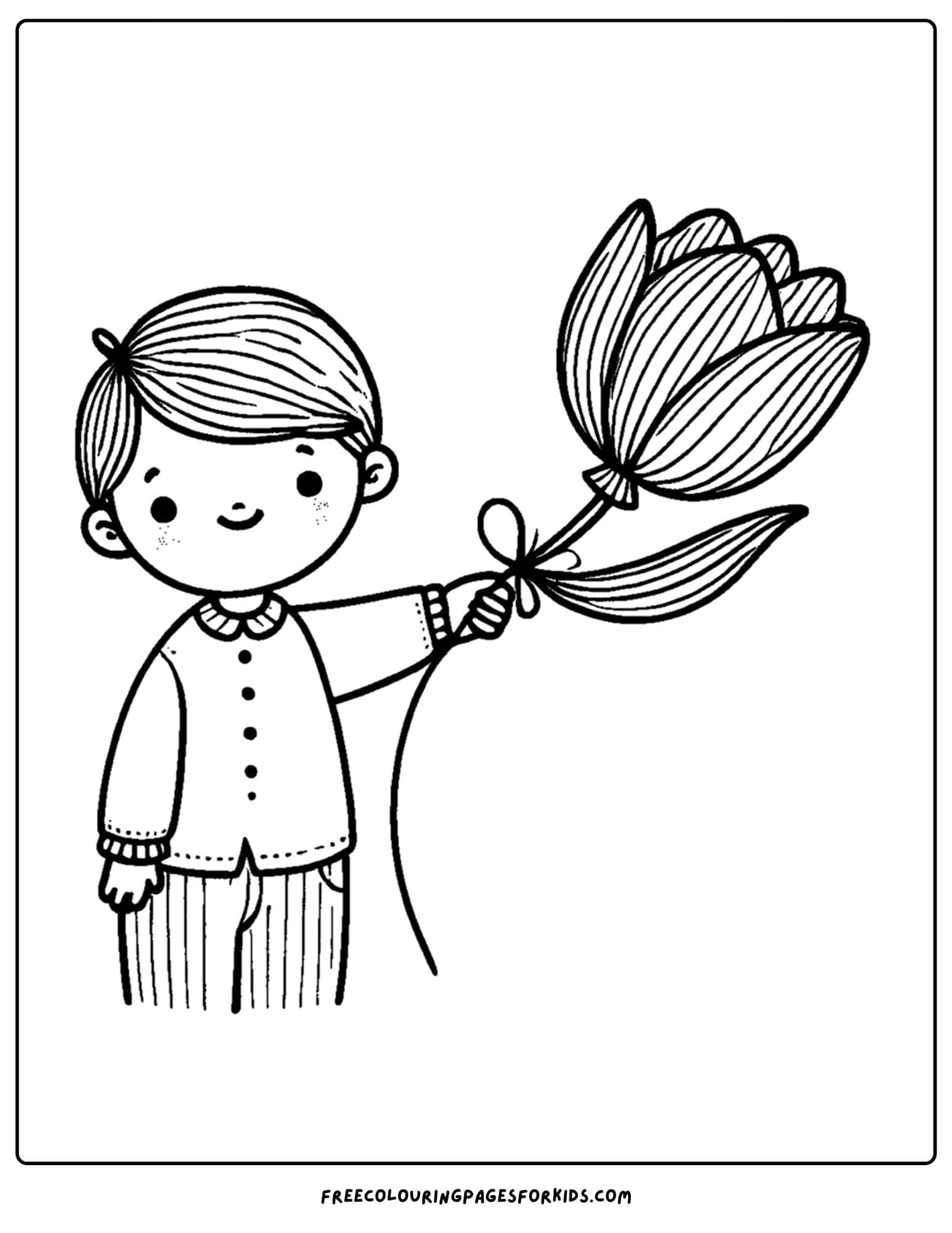 tulip balloon and child coloring page