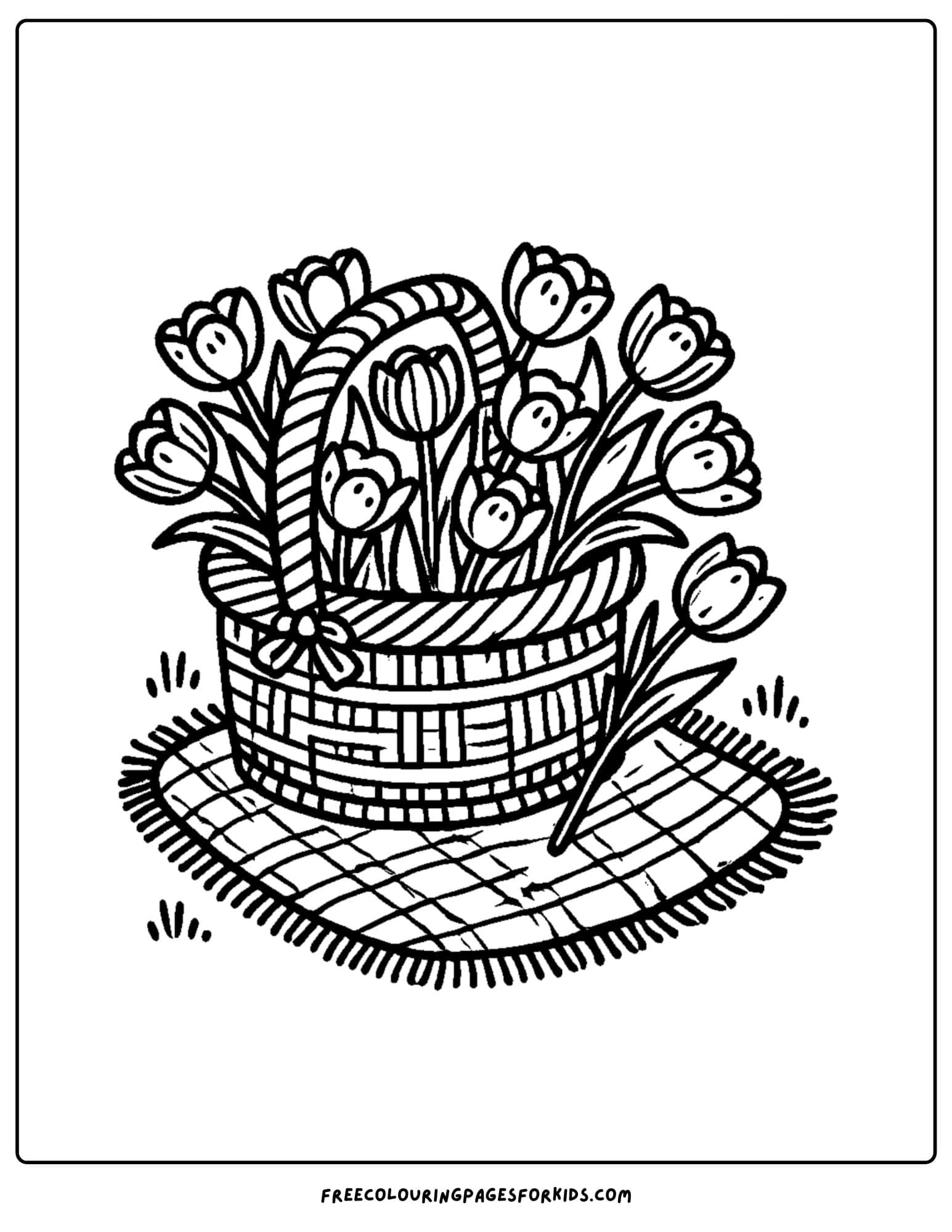 tulips in a basket coloring page