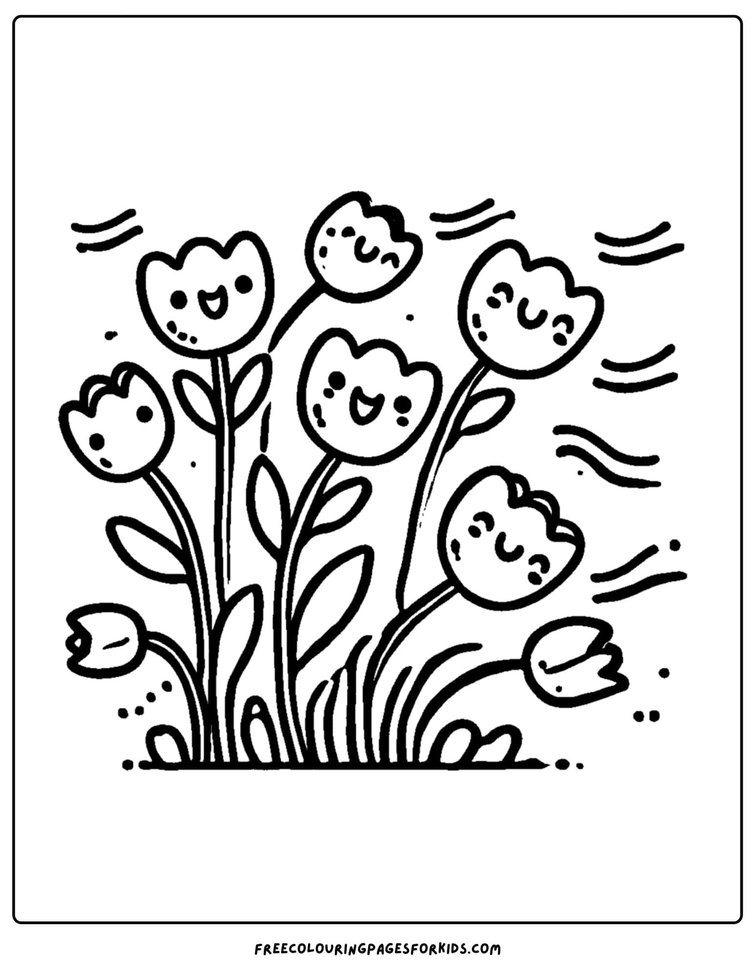 tulip swaying in the breeze coloring page