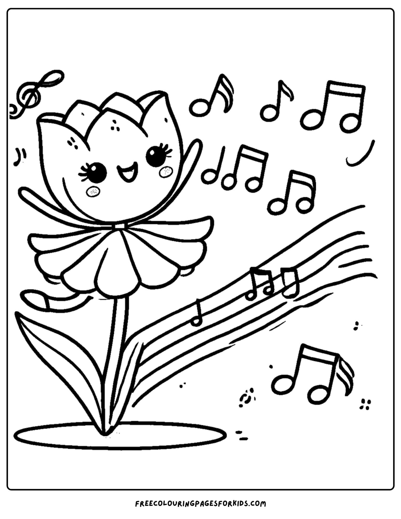 tulip dancinv to music coloring page