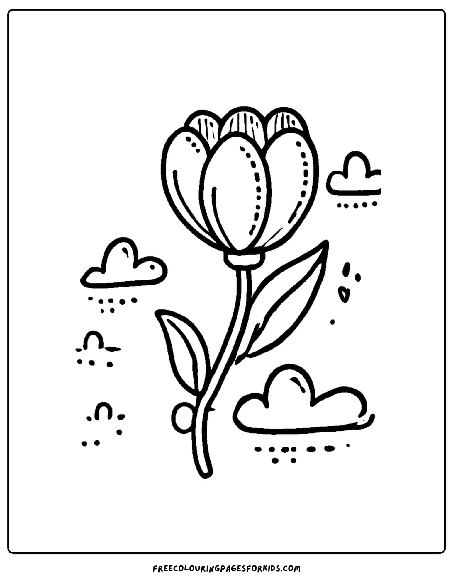 tulip floating in the sky coloring page