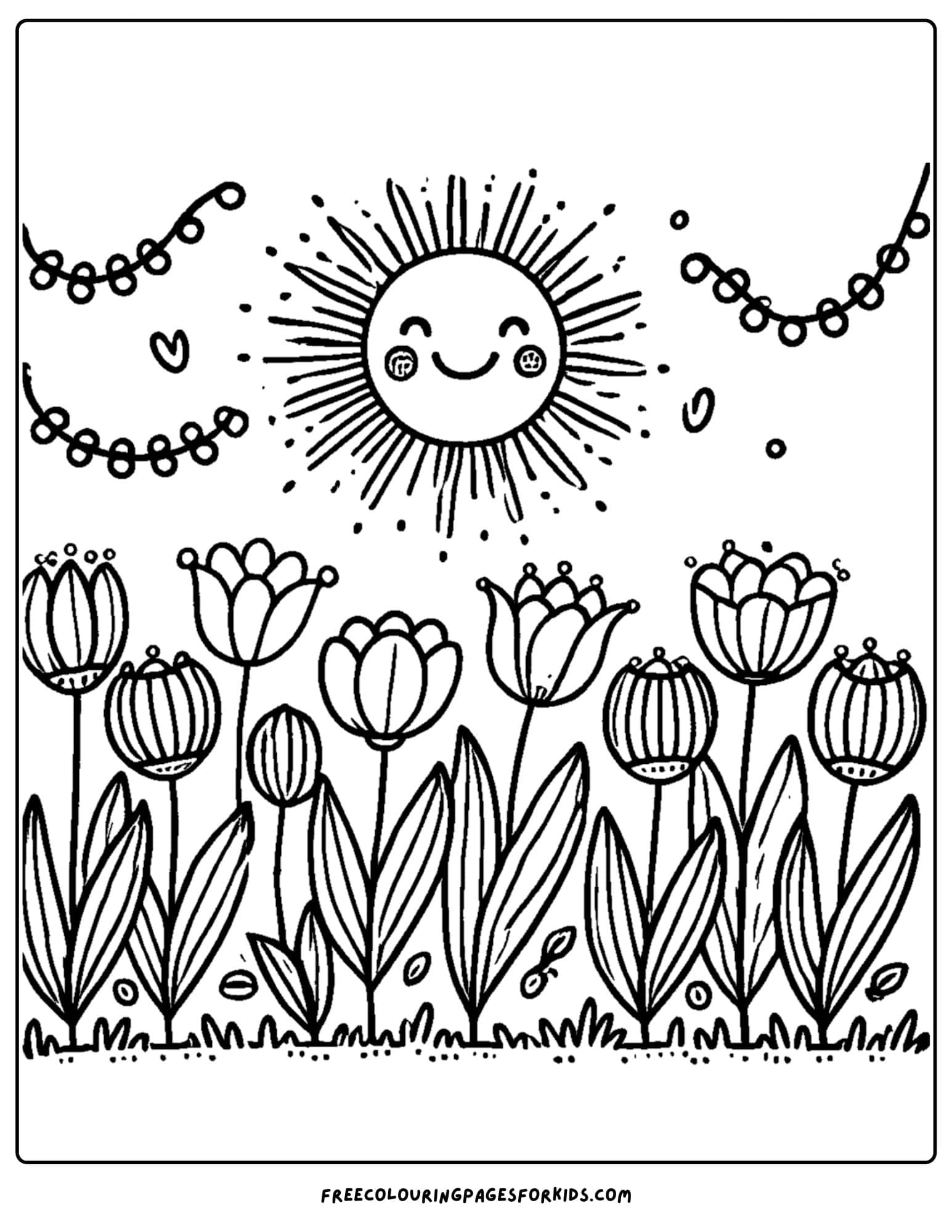 tulips under the sun coloring page