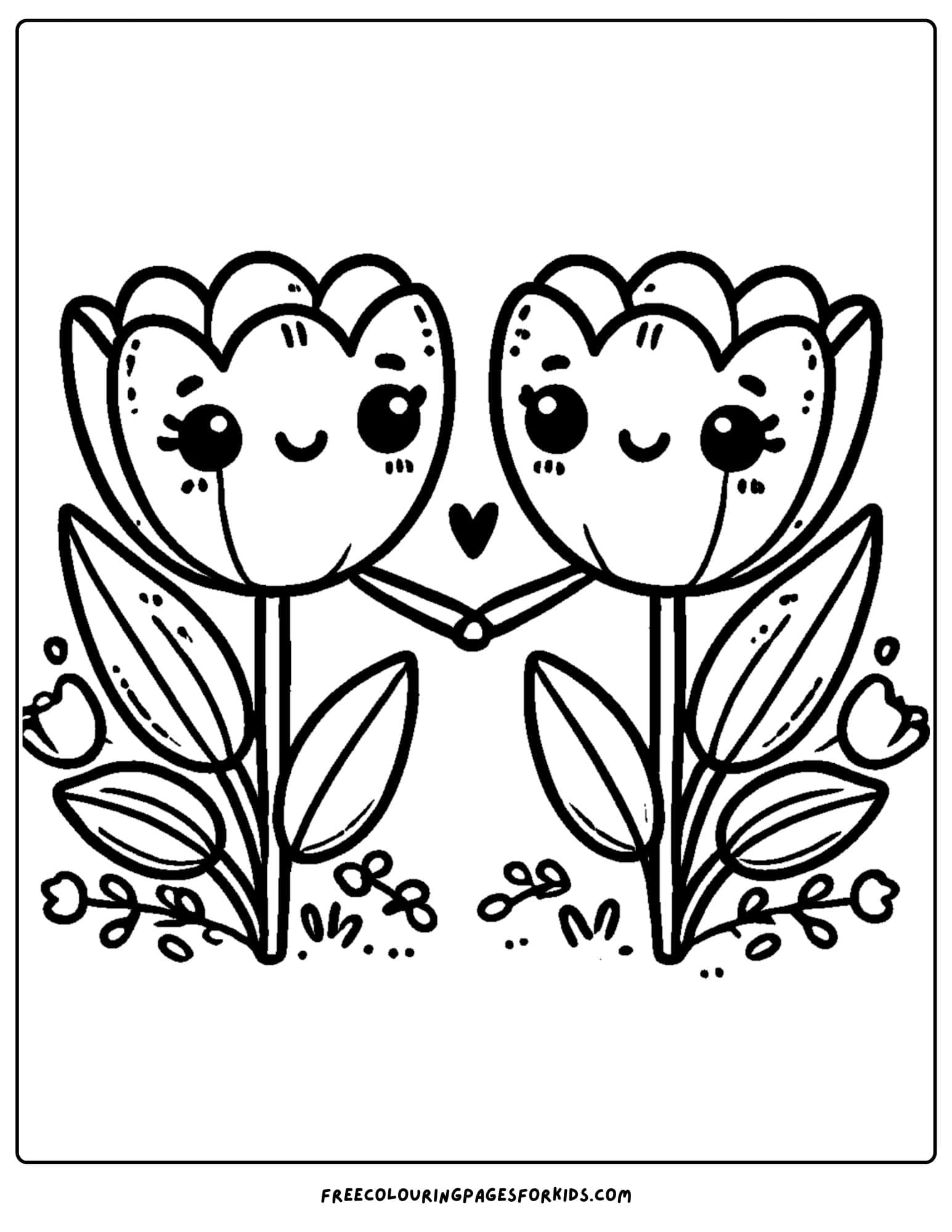 tulips holding hands coloring page