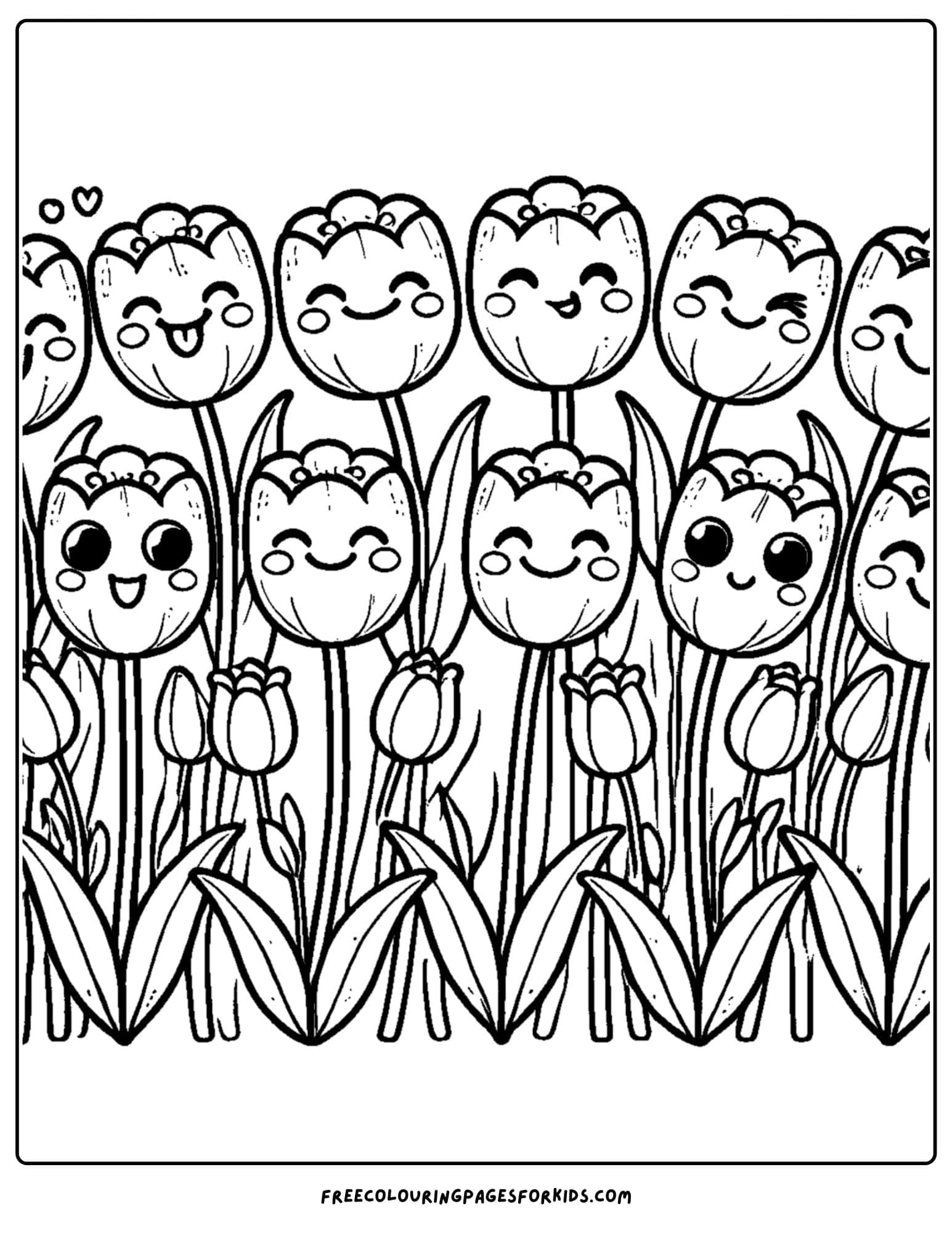 tulips with faces coloring page