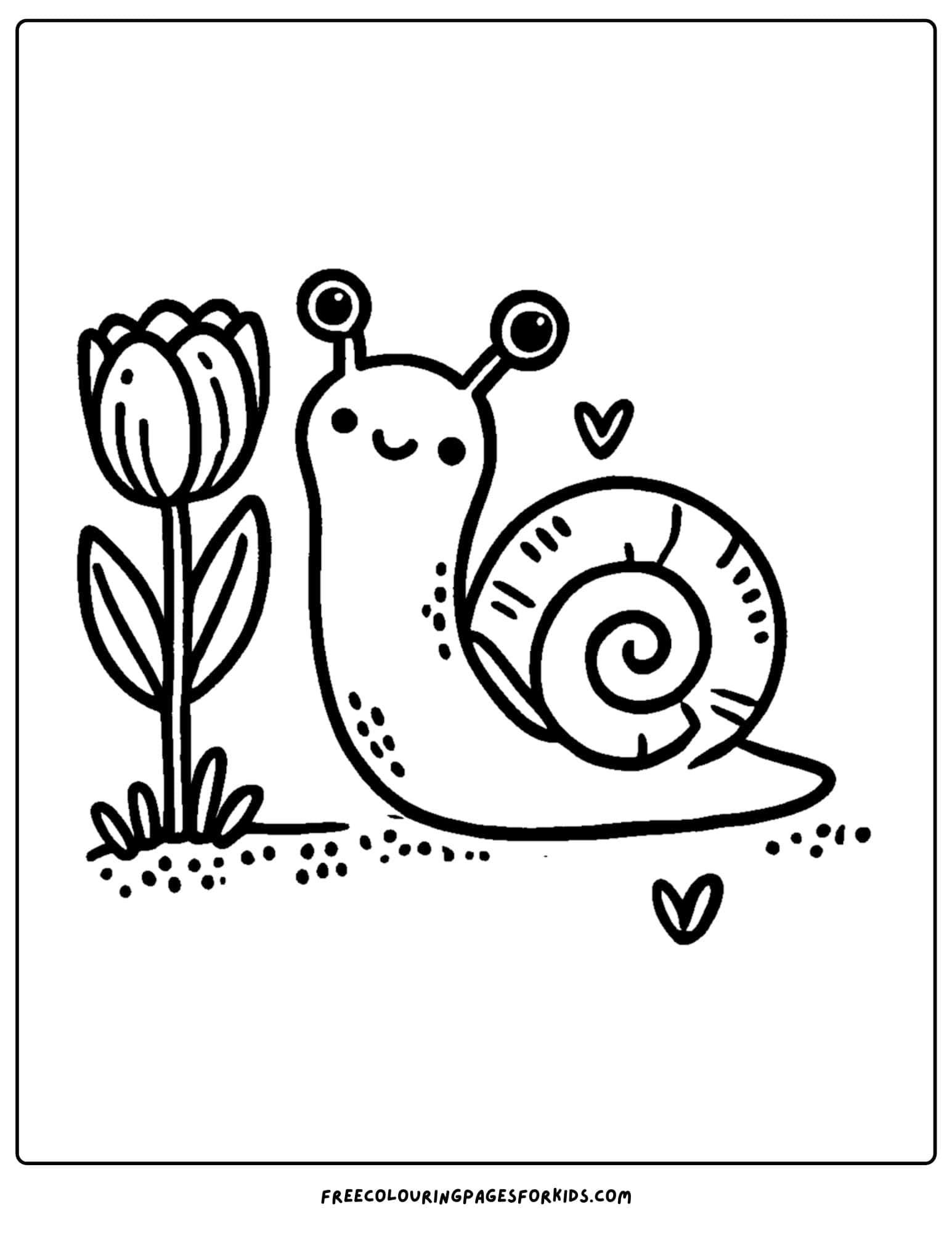 tulip and a snail coloring page