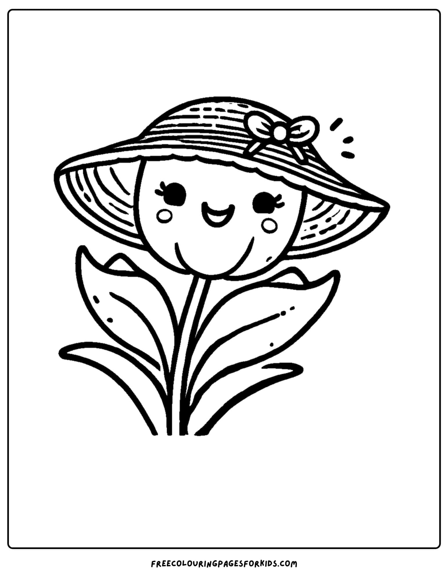 tulip wearing a hat coloring page