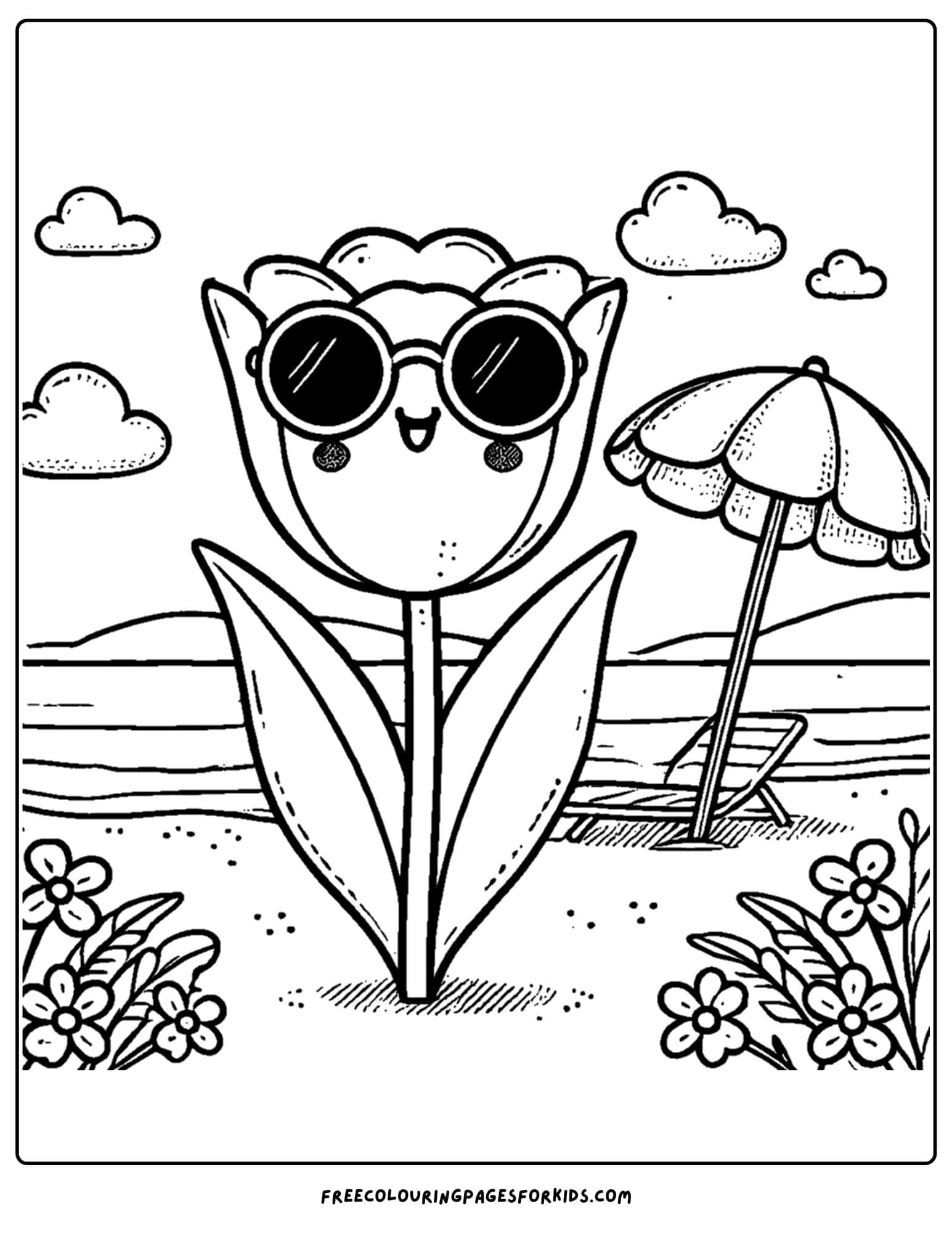 tulip wearing sunglasses coloring page