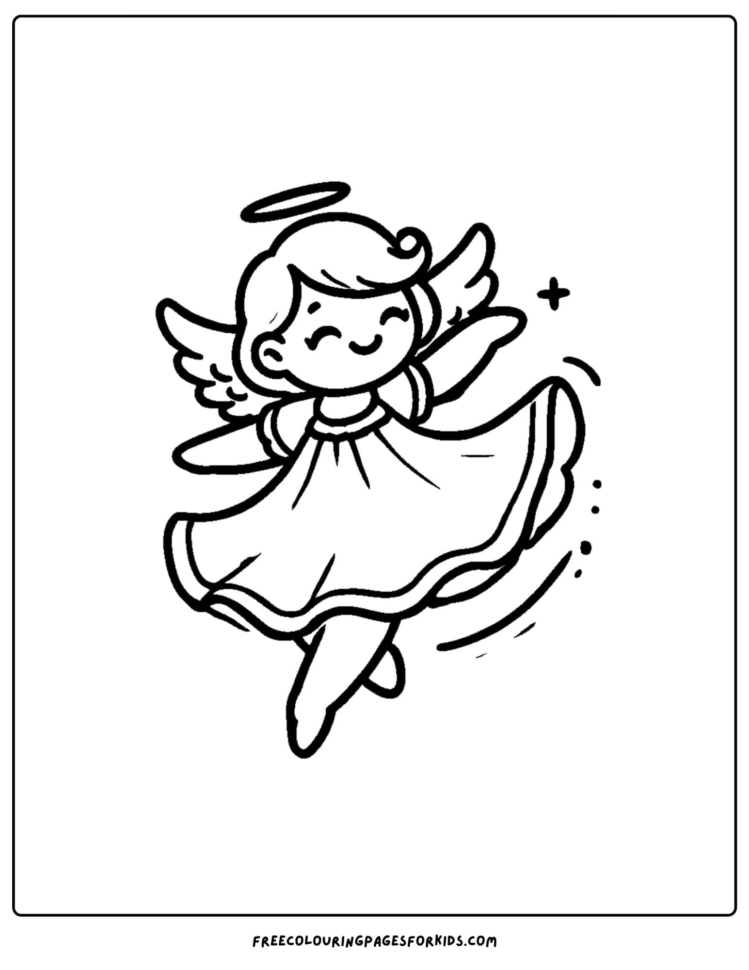 angel dancing in a dress coloring page