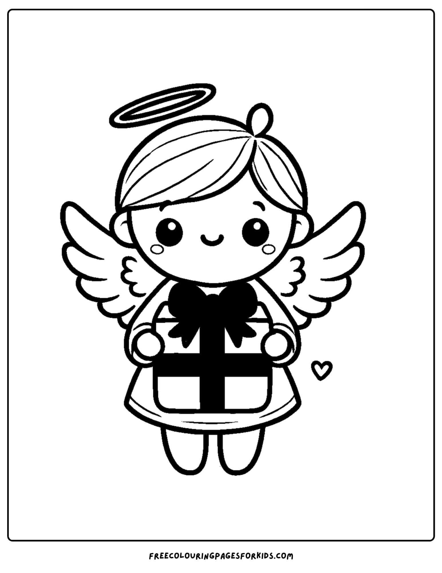 angel giving a gift coloring page