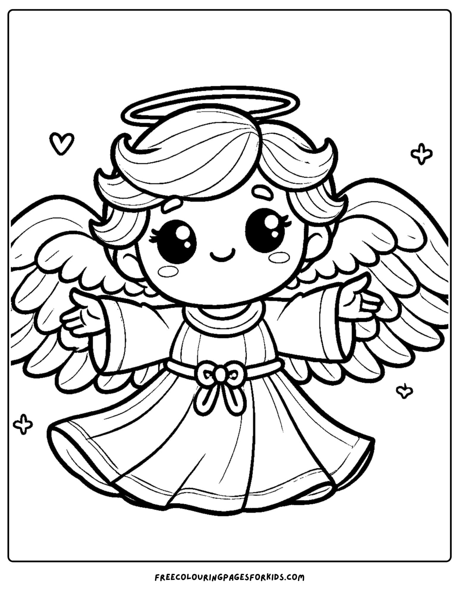 angel with outstretched arms to give a hug coloring page