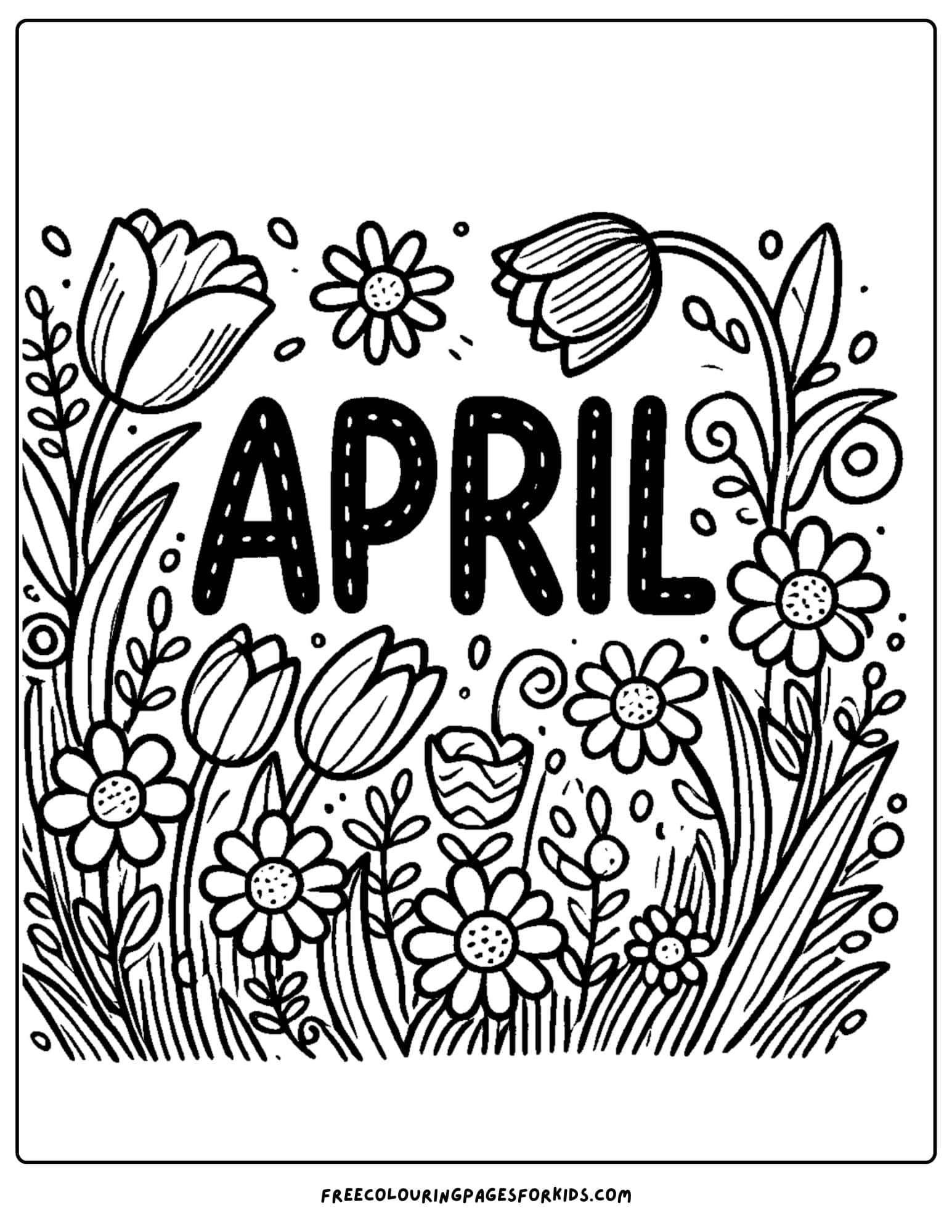 april blooming flowers coloring page