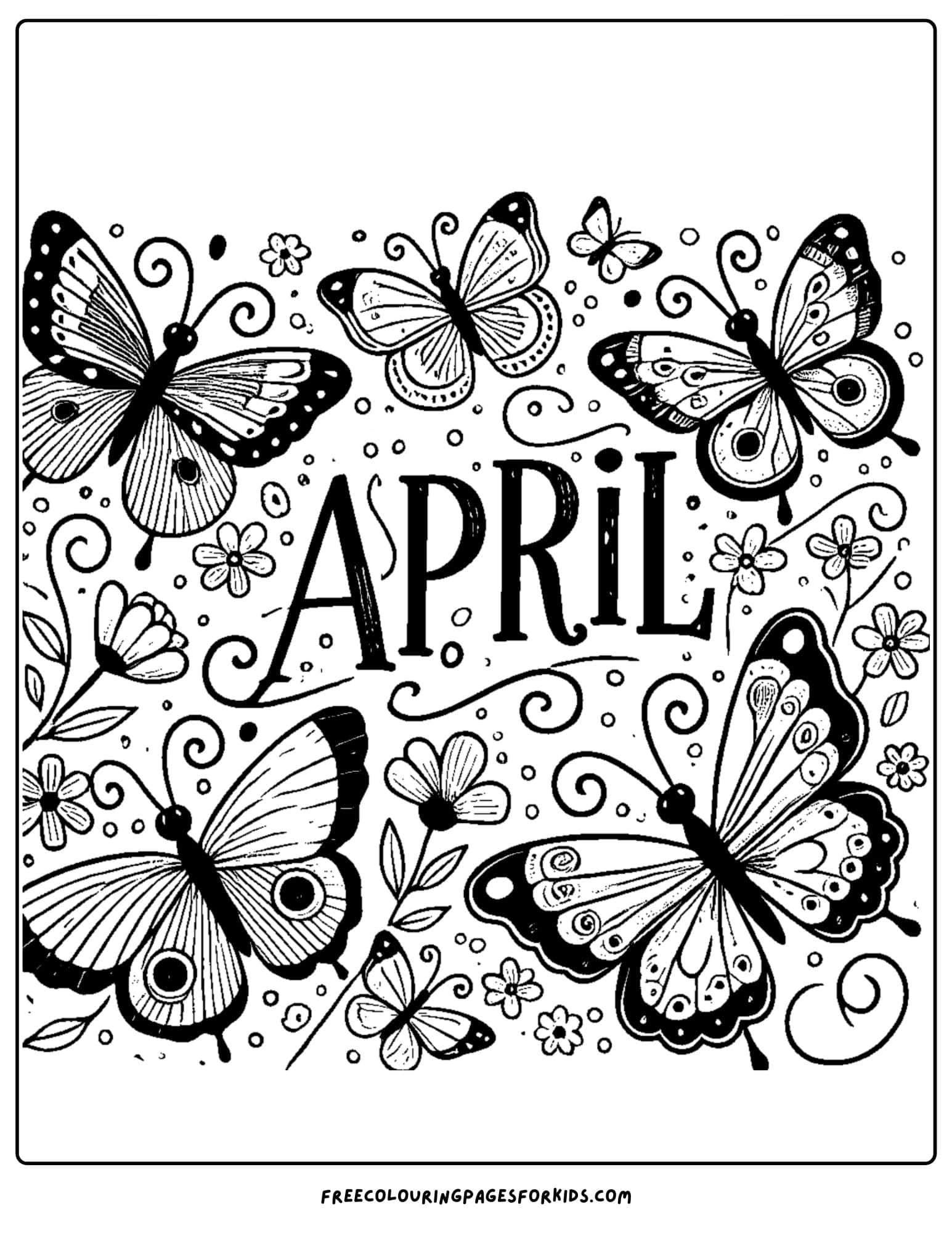 april butterflies coloring page