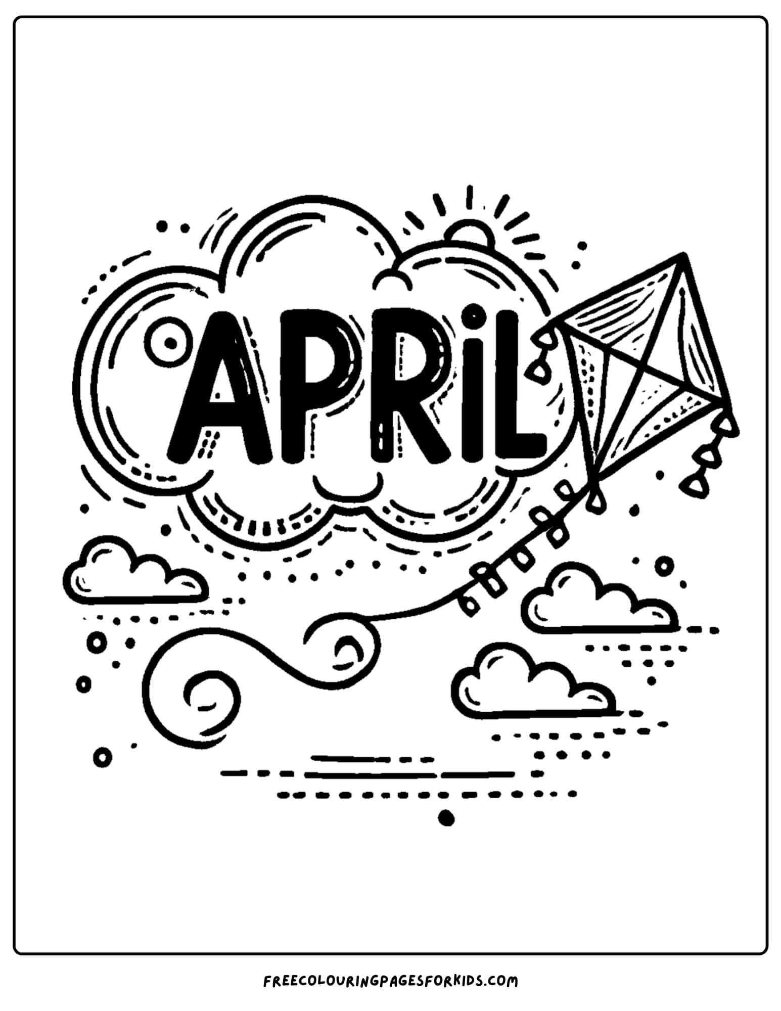 april kite flying coloring page