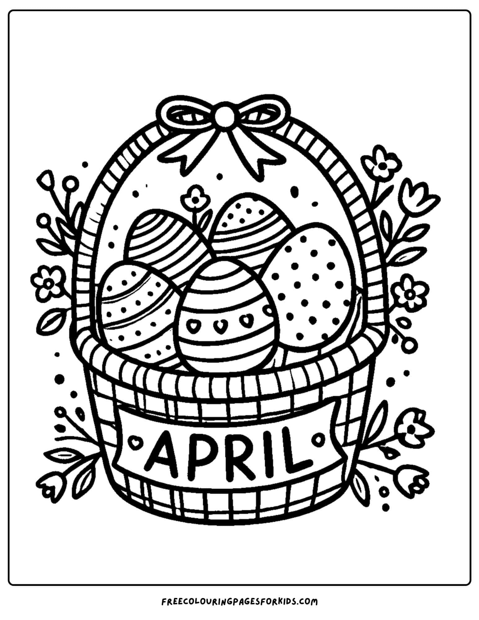 april esater eggs in a basket coloring page