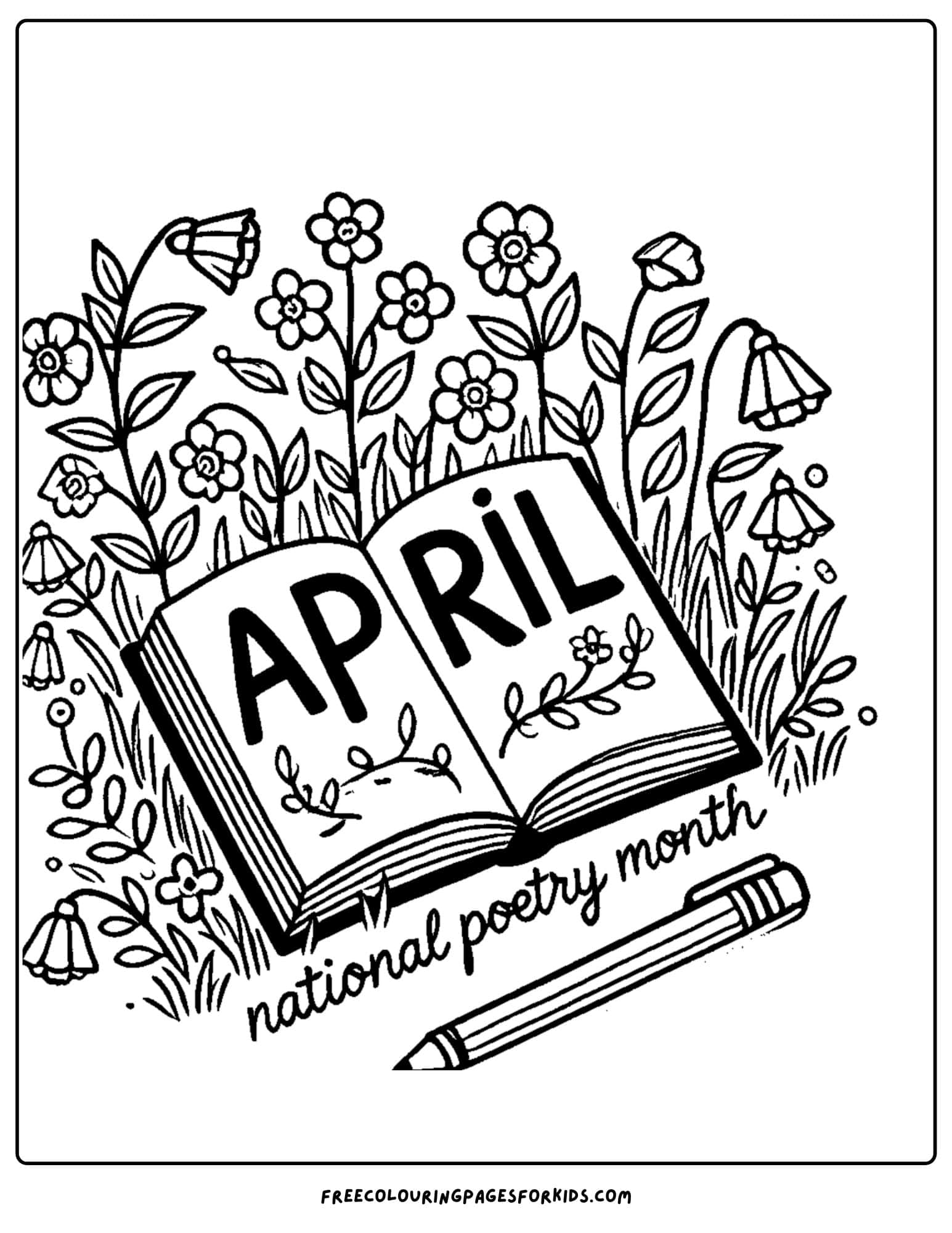 april national poetry month coloring page