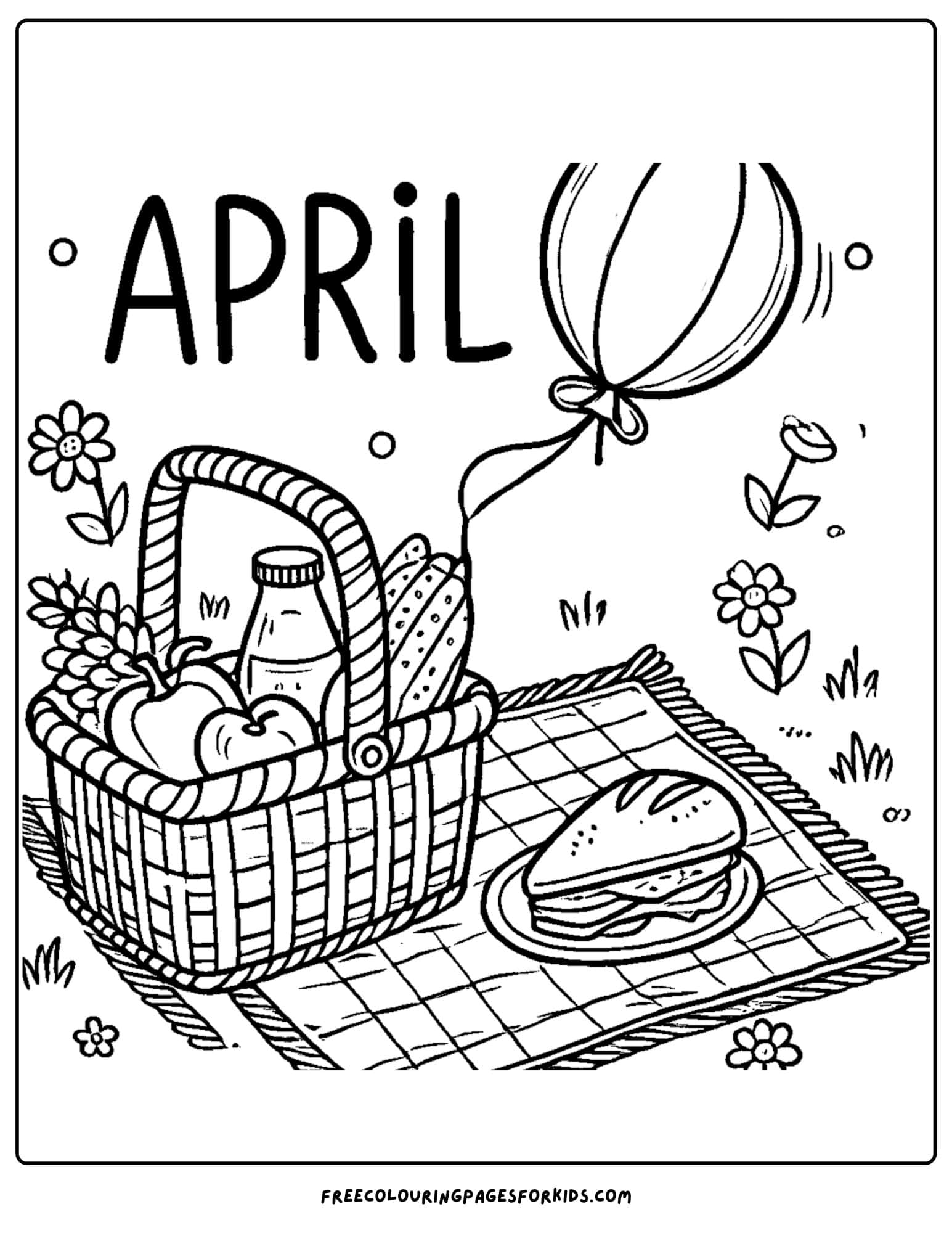 april picnic coloring page