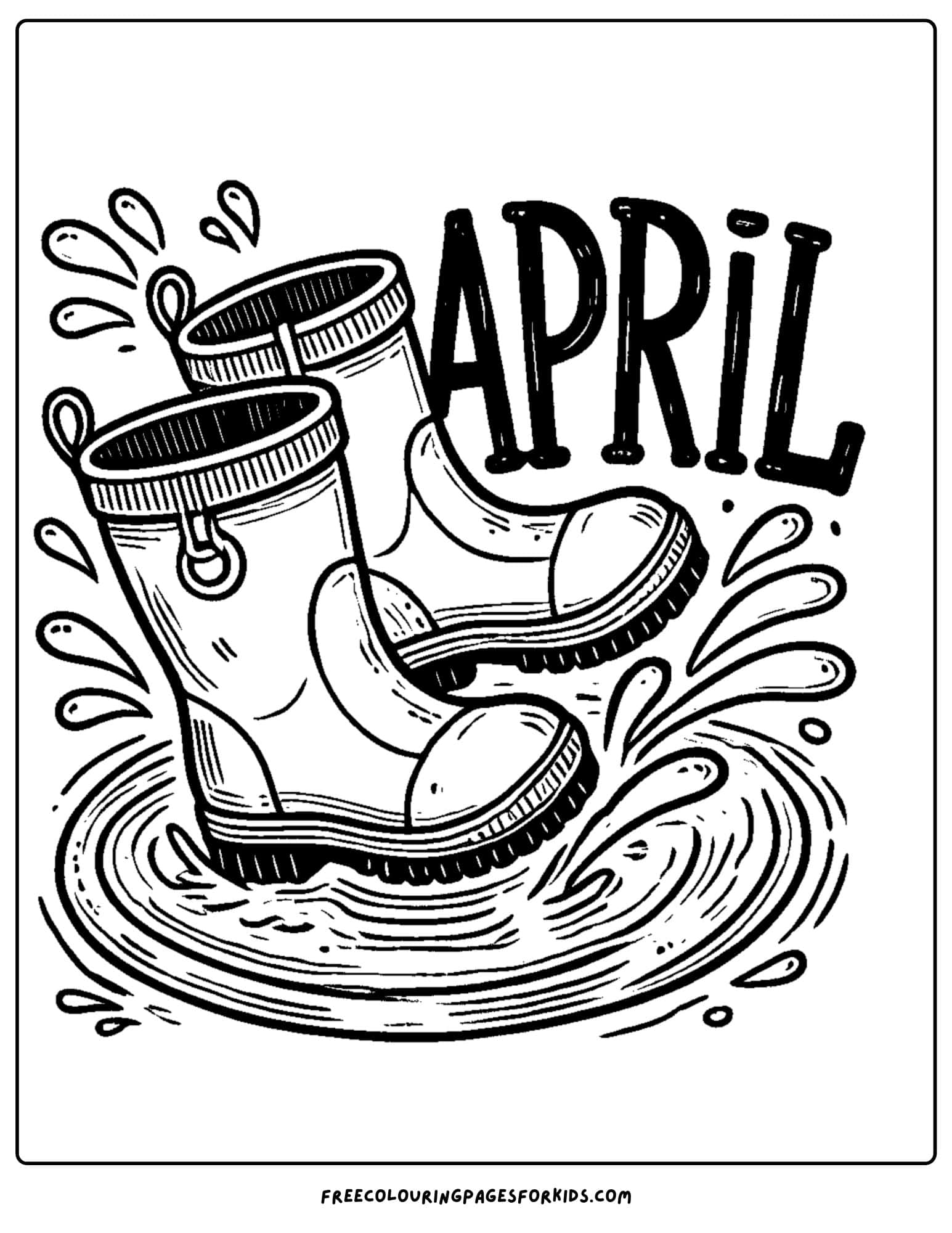 april boots in puddles coloring page