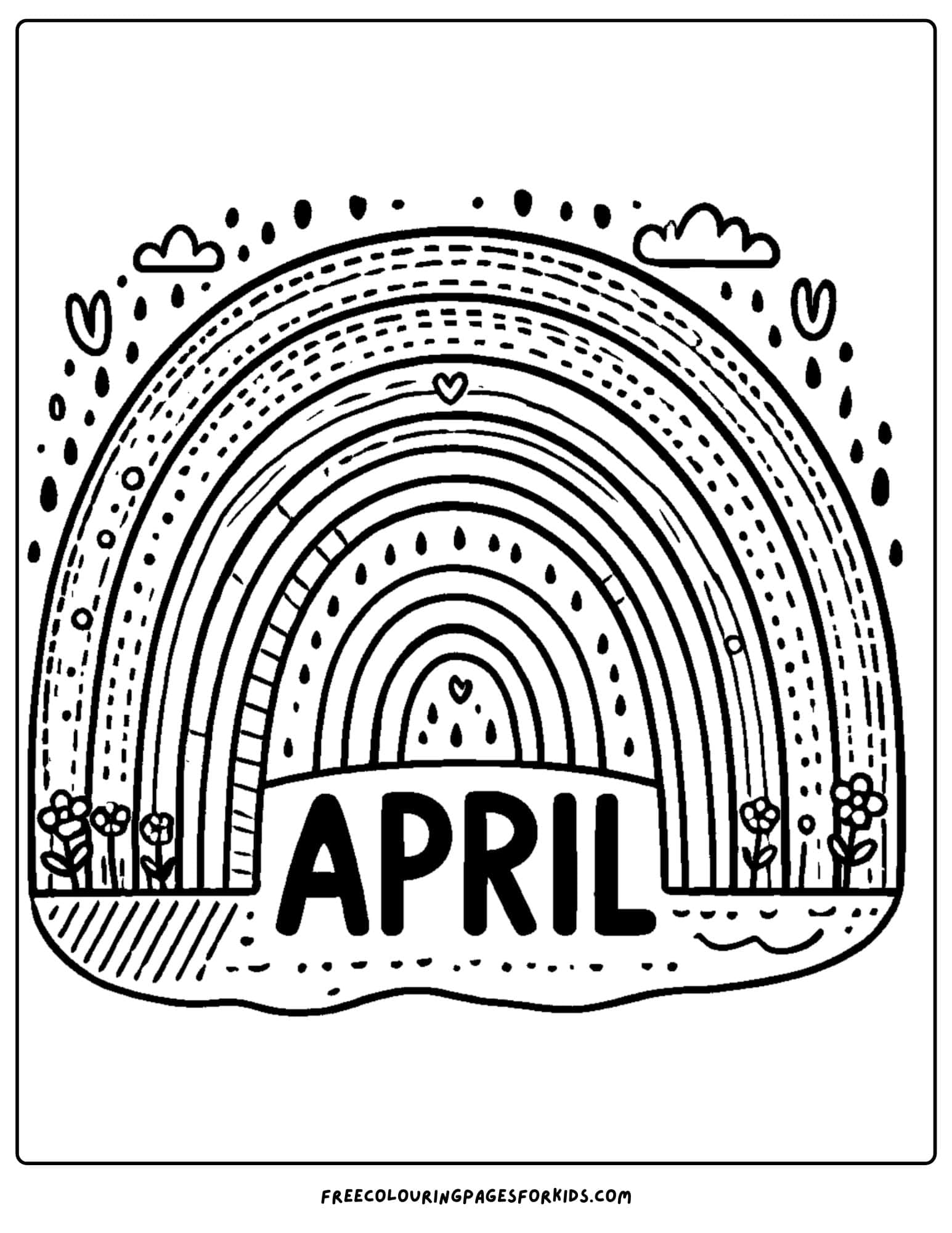 april rainbow coloring page