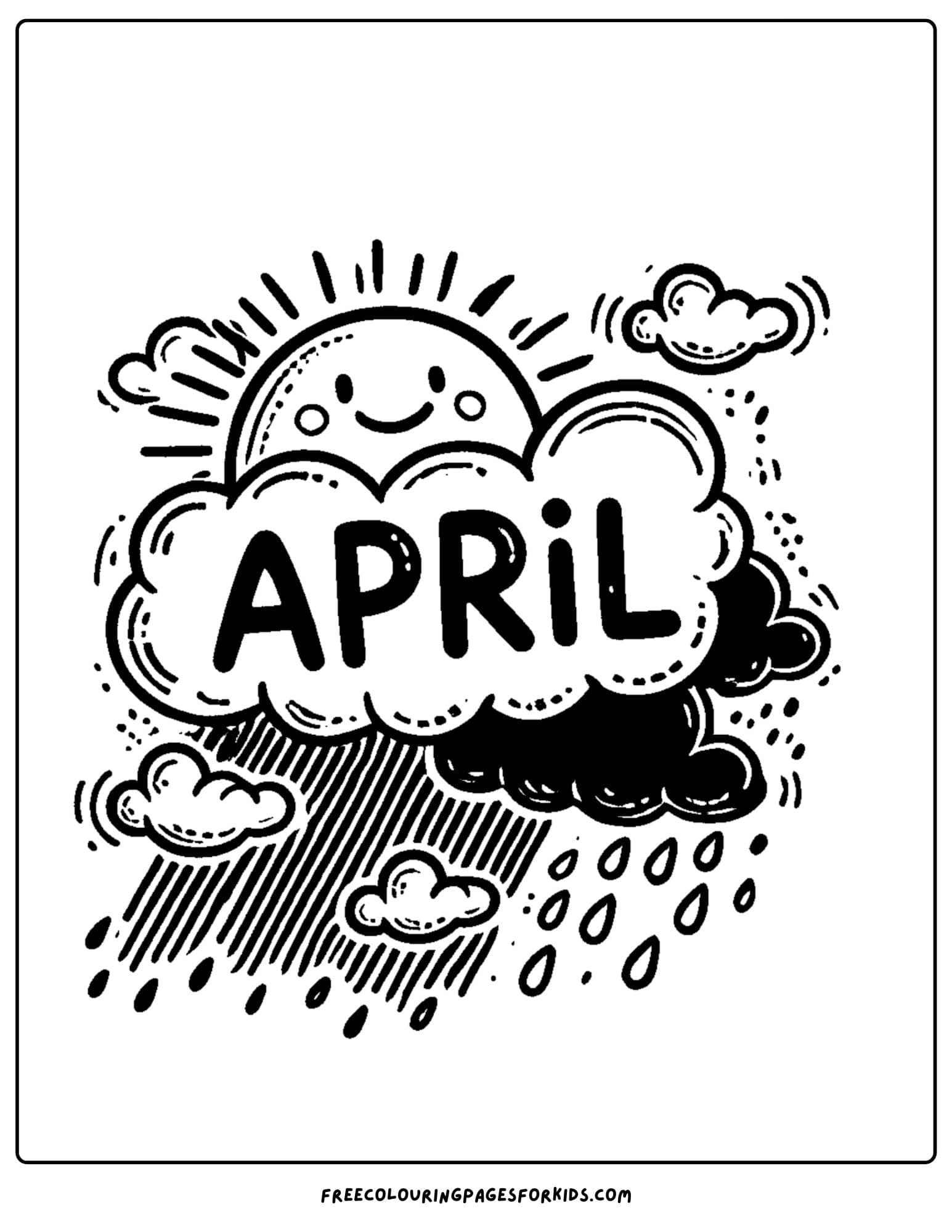 april sun and clouds coloring page