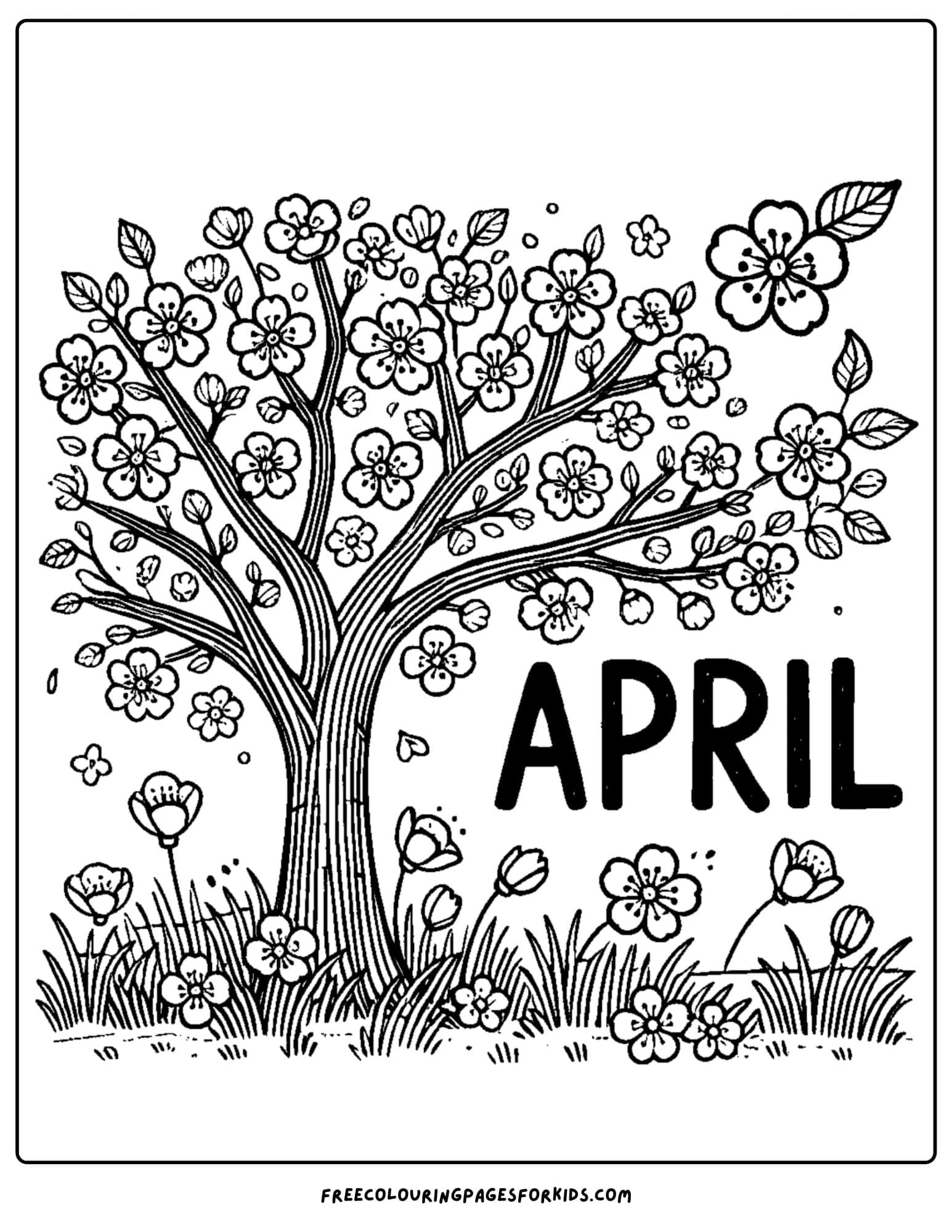 april tree blooming coloring page