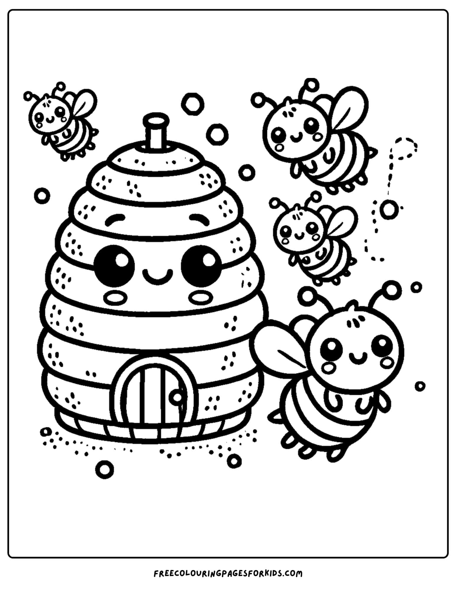 bees and a hive coloring page