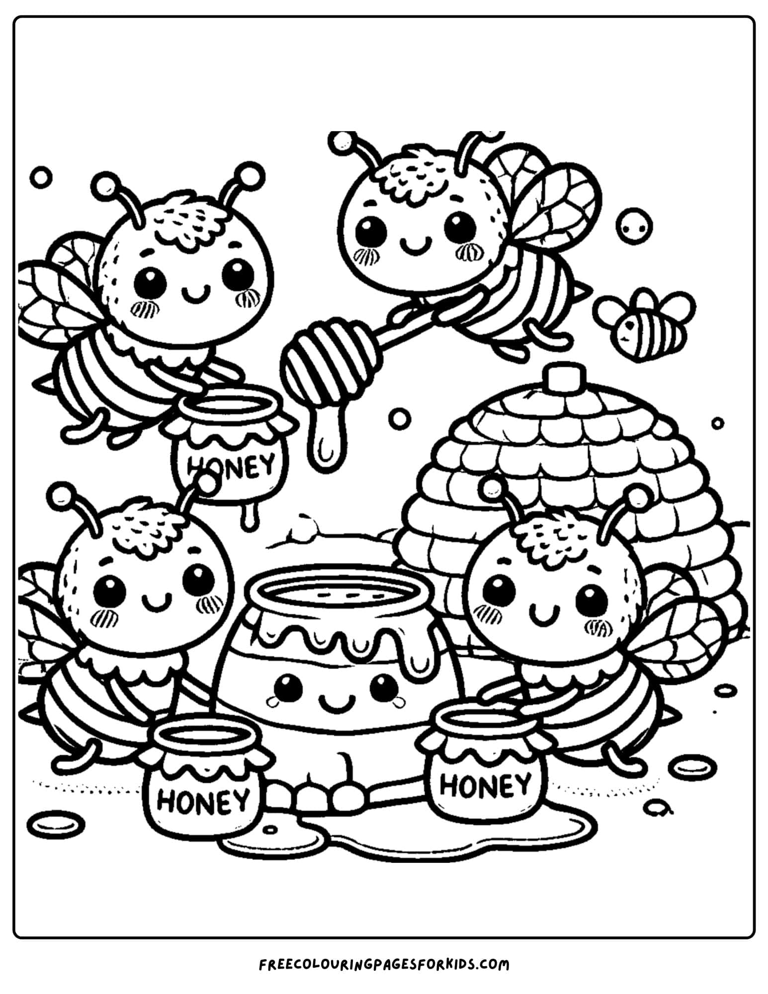 bees making honey coloring page