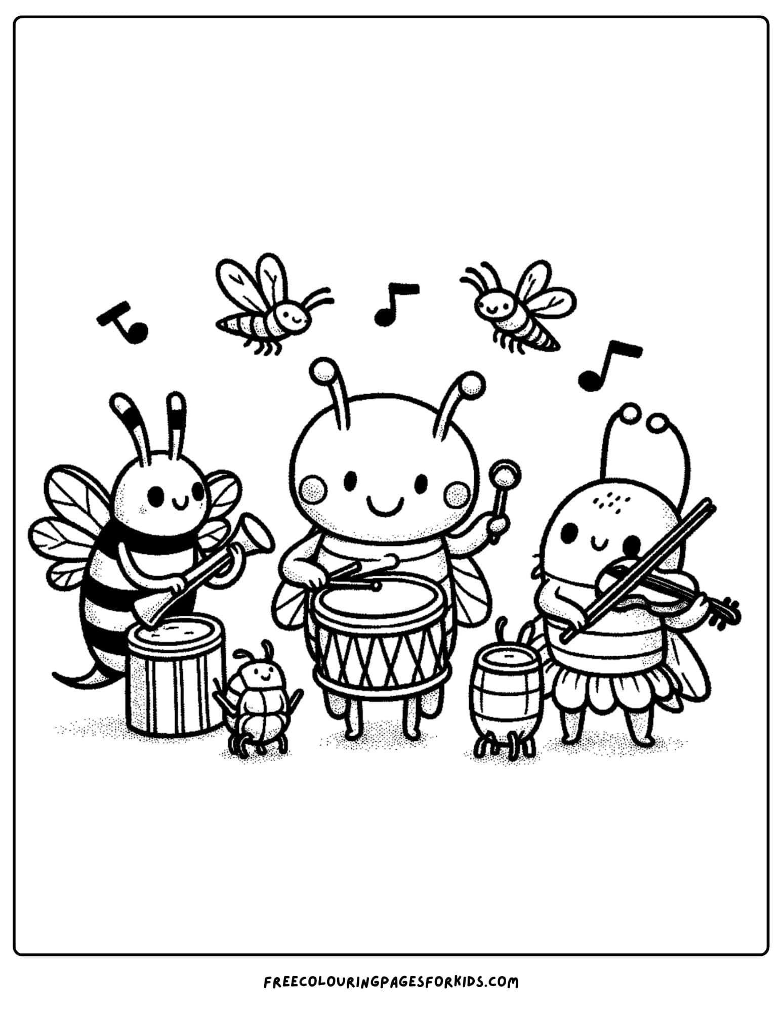 a bug band coloring page