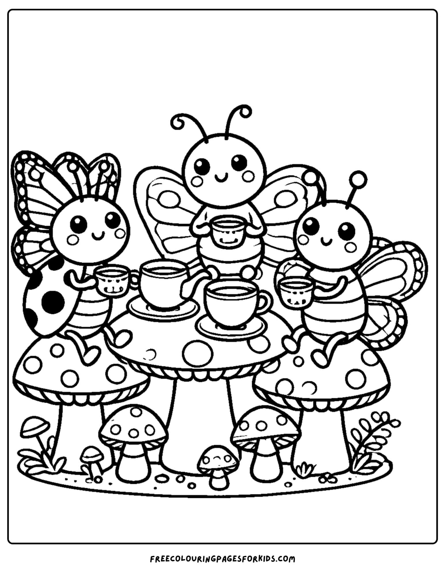 a bug tea party coloring page