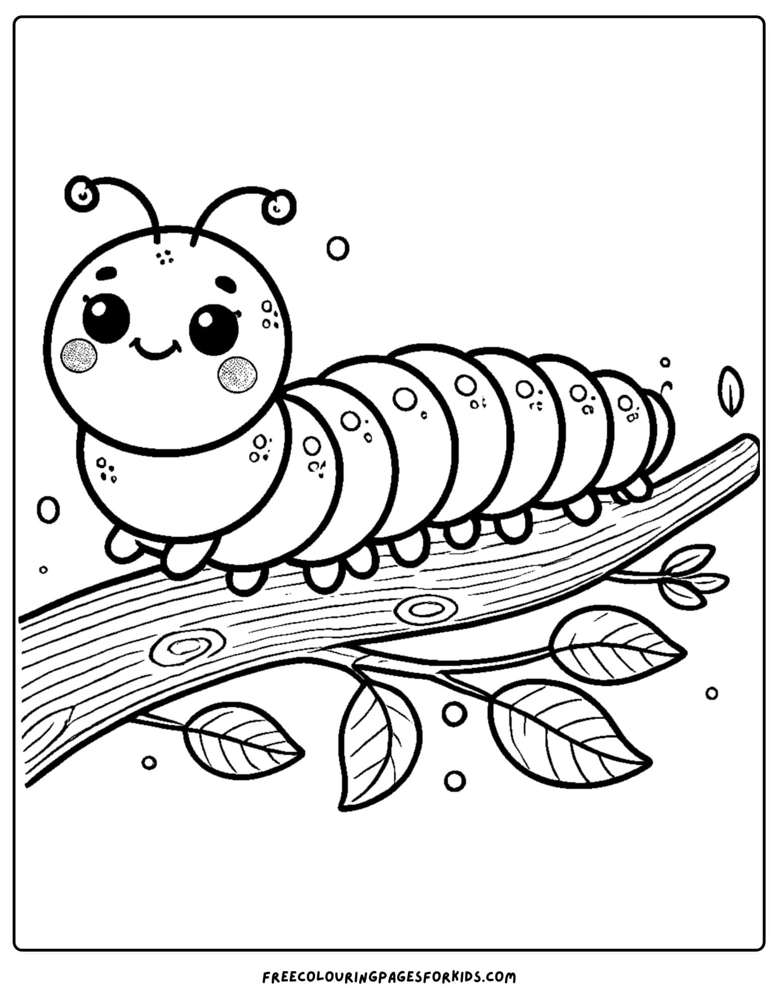 a caaterpillar on a leaf coloring page