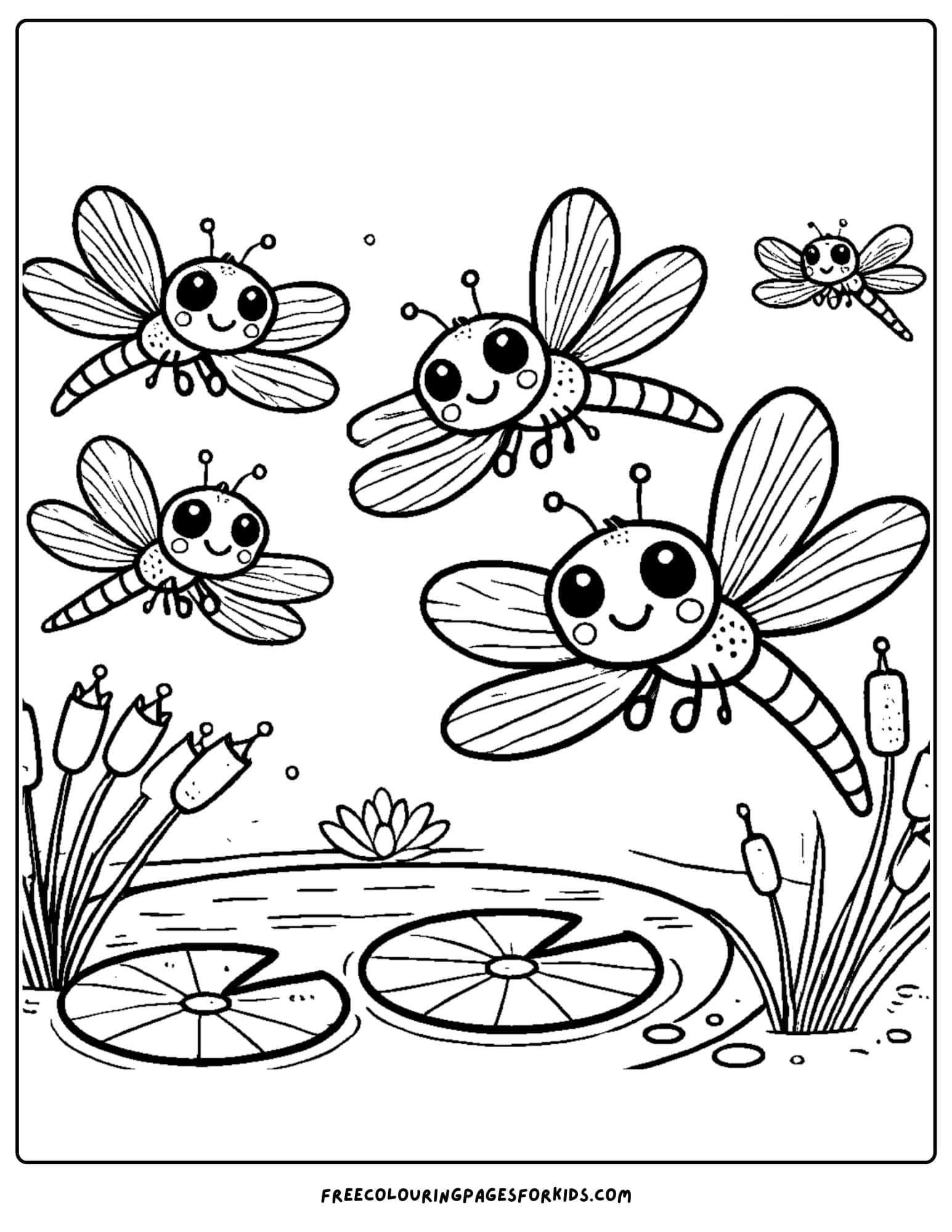 flying dragonflies coloring page